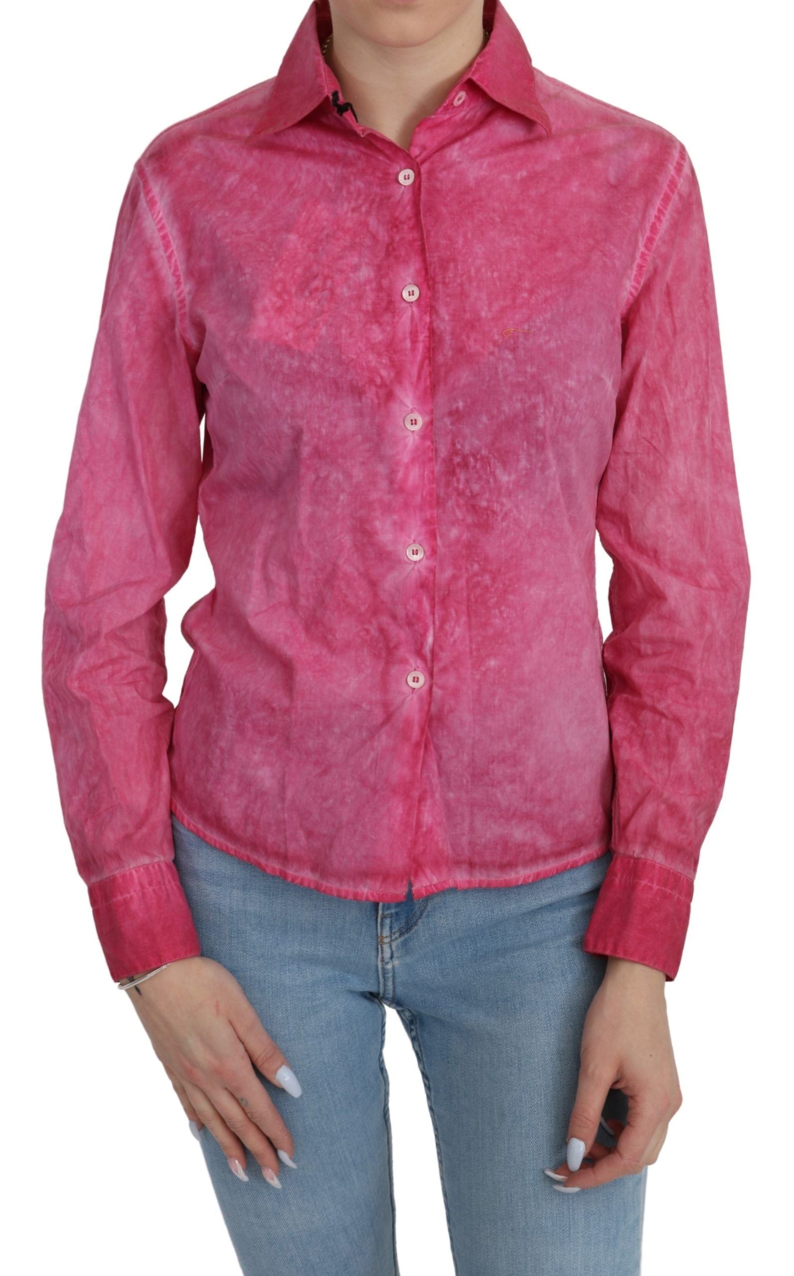 Ermanno Scervino Pink Collared Long Sleeve Shirt Blouse Top | Regal Royce