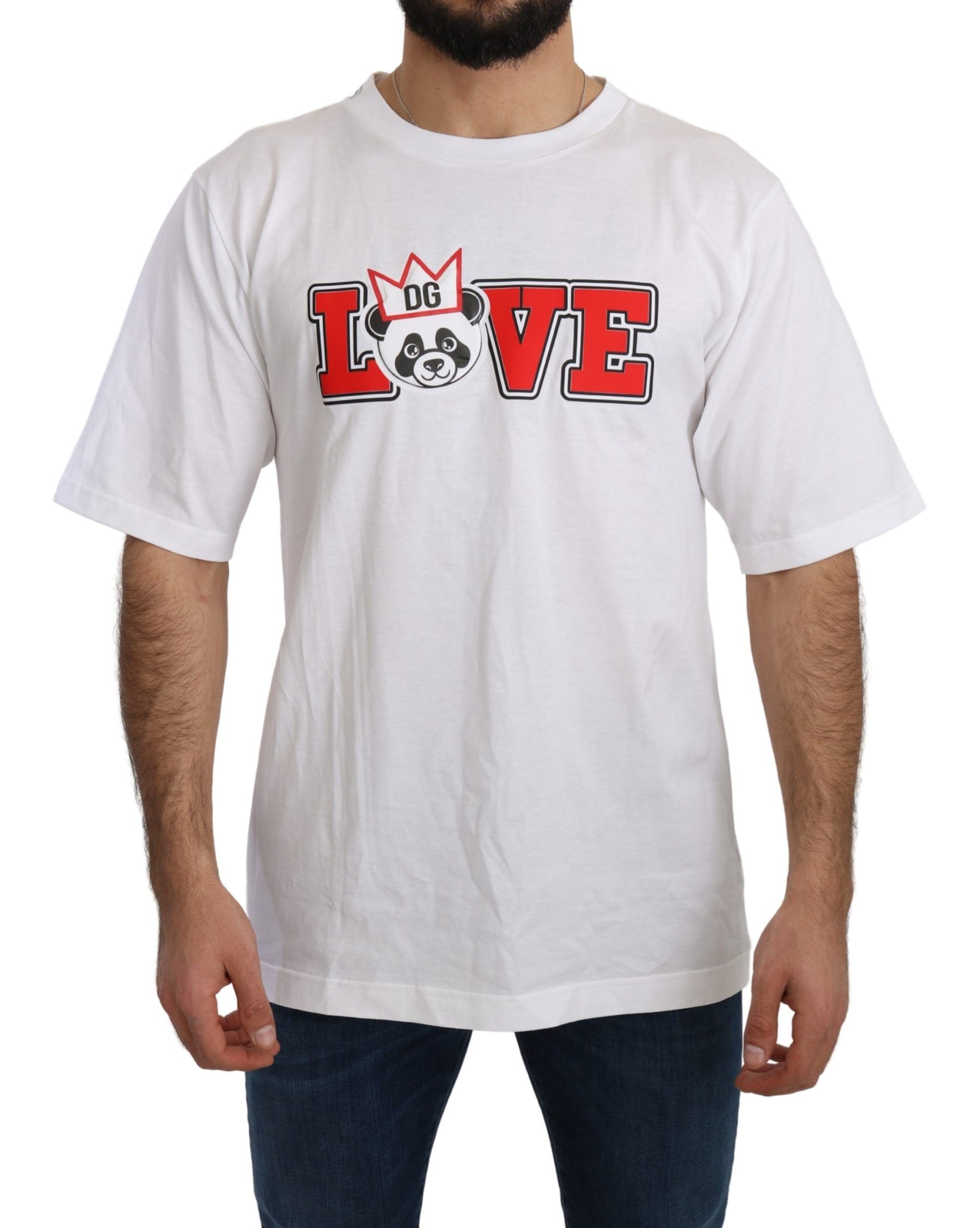 Dolce & Gabbana White Love Panda Print Top T-shirt | Regal Royce