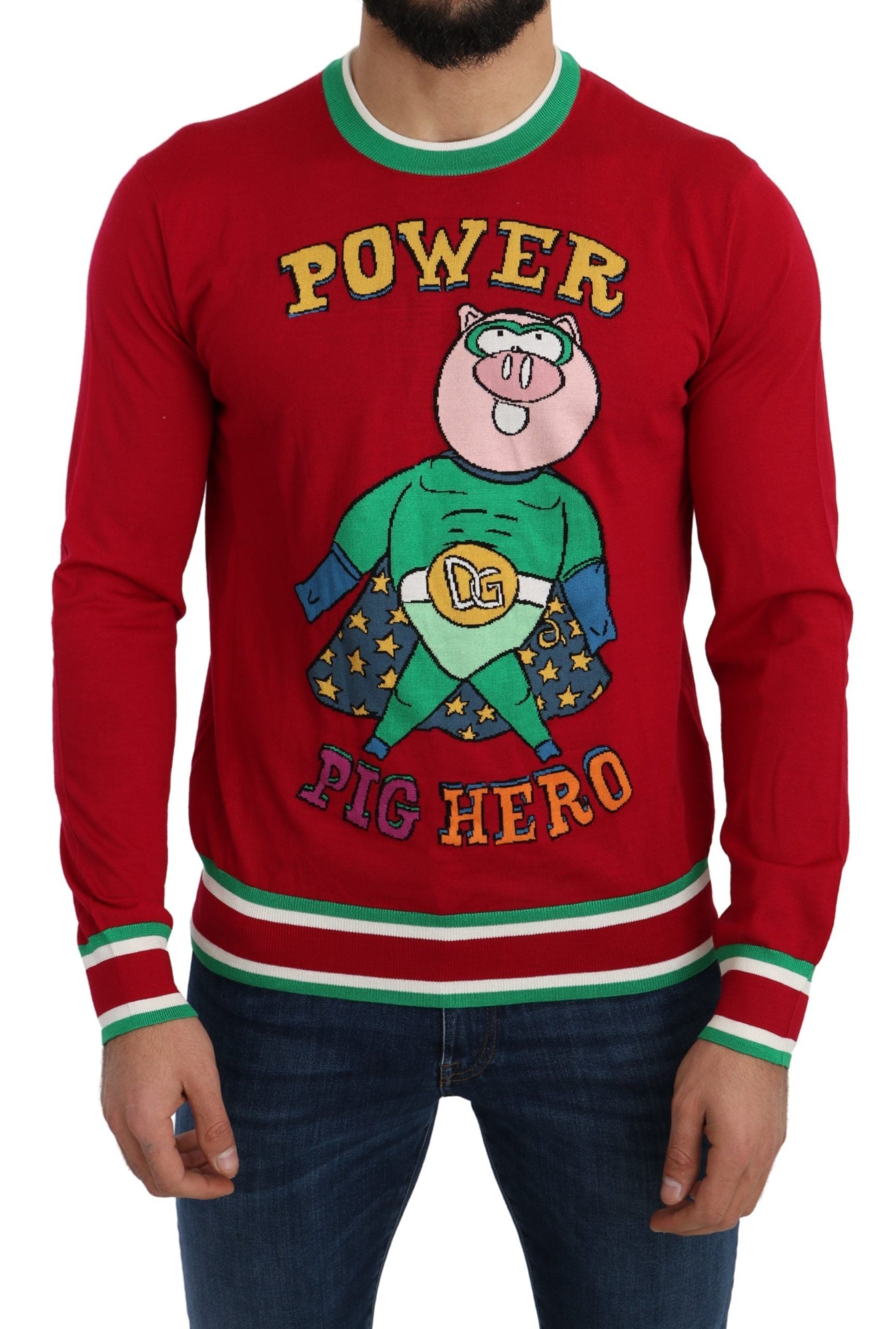 Dolce & Gabbana Red Wool Silk Pig of the Year Sweater | Regal Royce