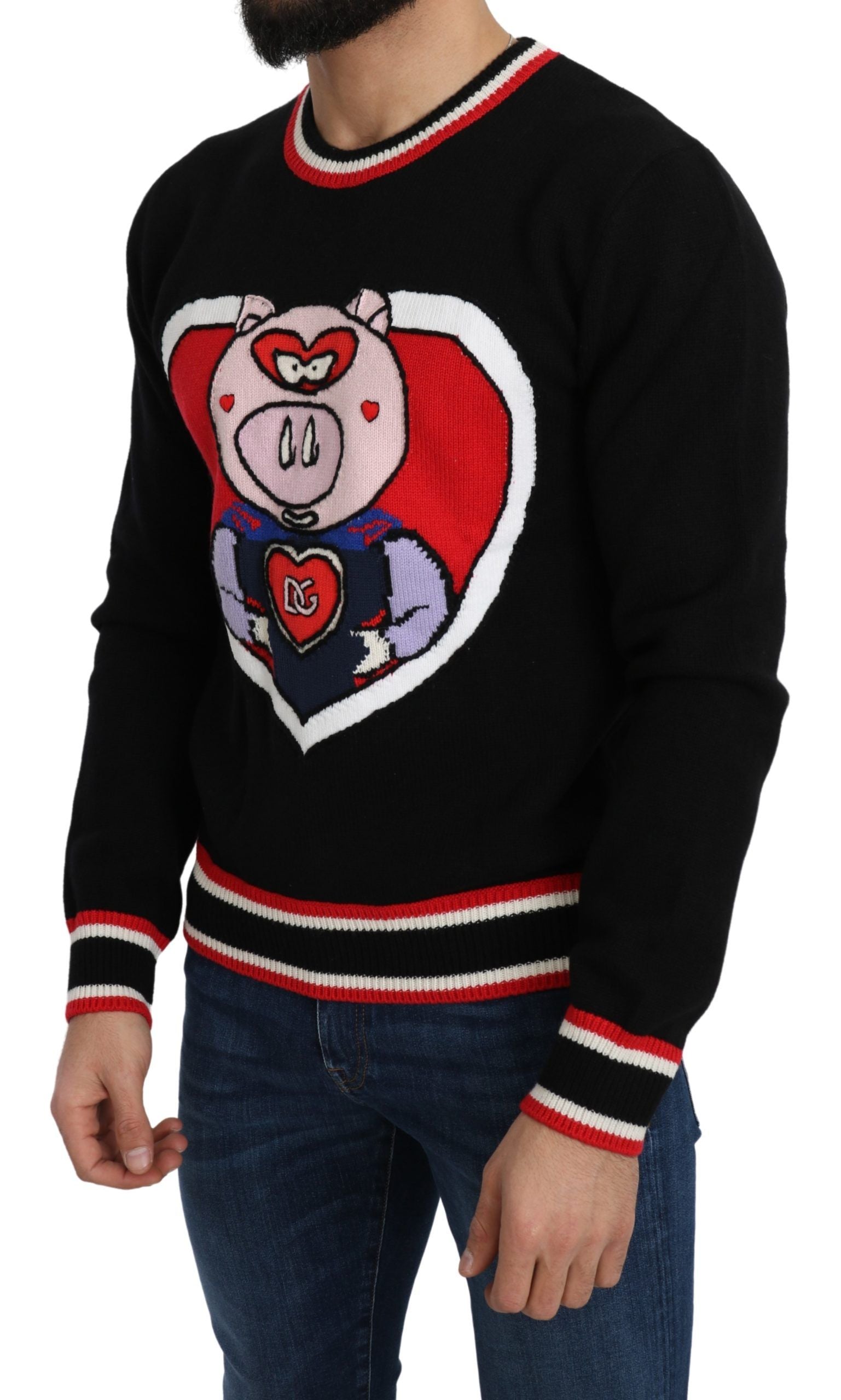 Dolce & Gabbana Black Cashmere Pig of the Year Pullover Sweater | Regal Royce
