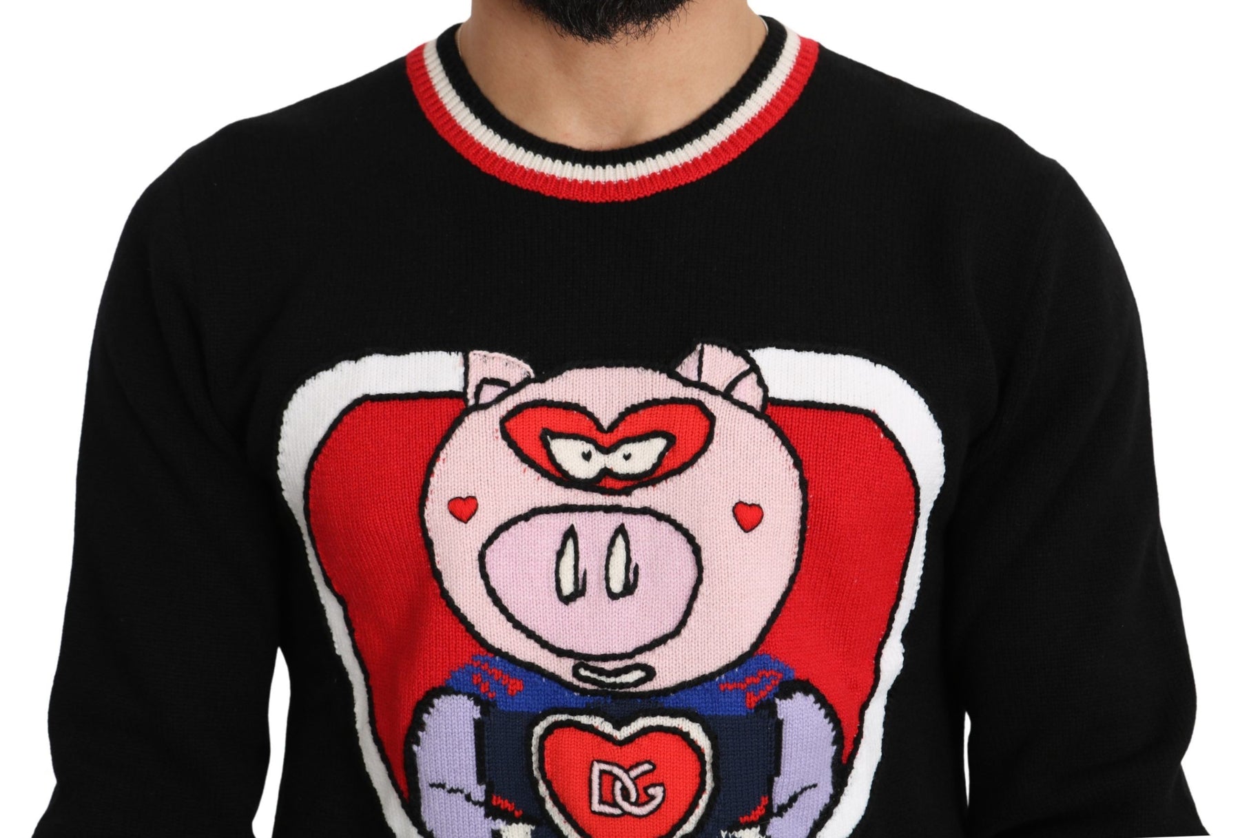 Dolce & Gabbana Black Cashmere Pig of the Year Pullover Sweater | Regal Royce