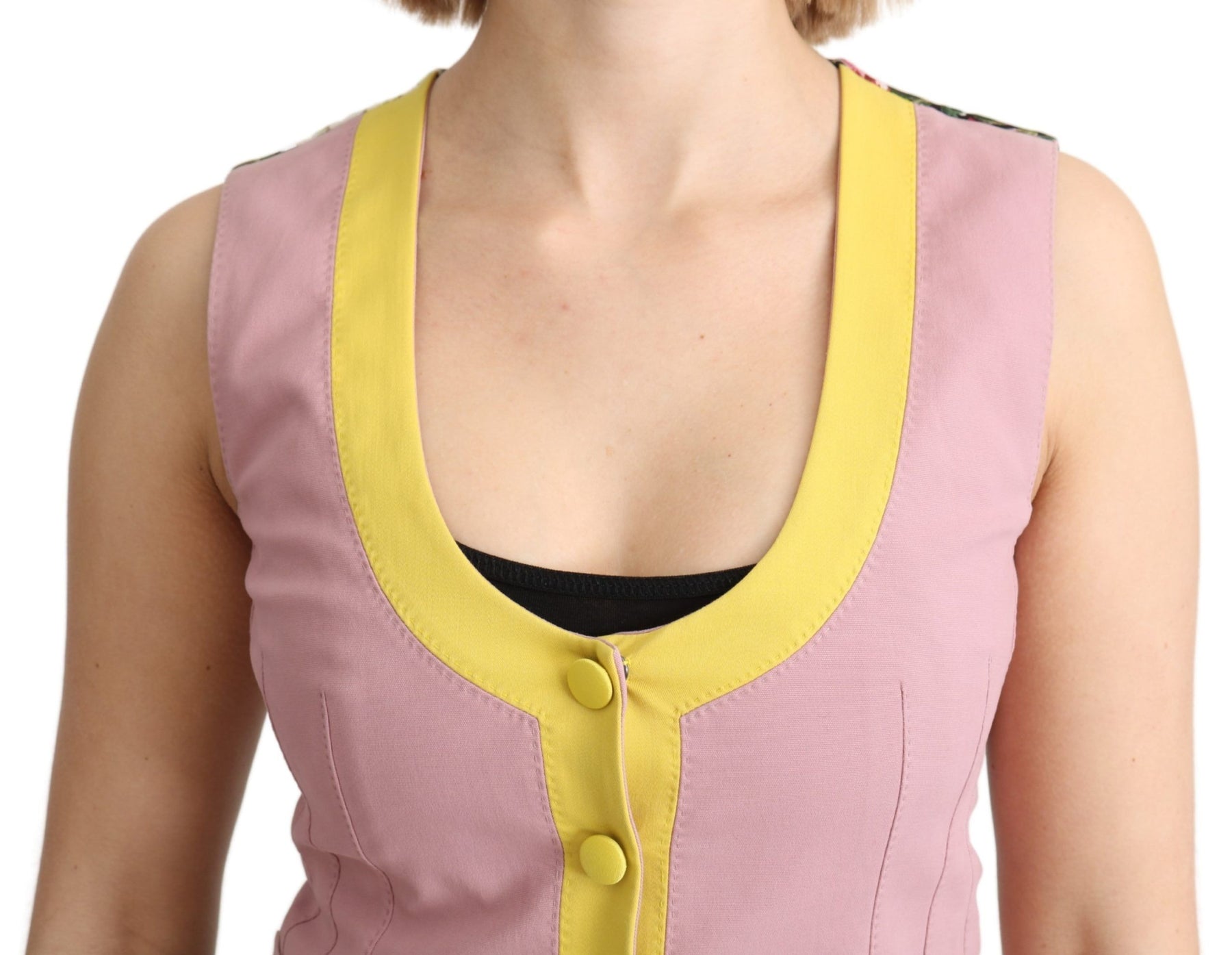 Dolce & Gabbana Pink Sleeveless Waistcoat Vest Cotton Top | Regal Royce