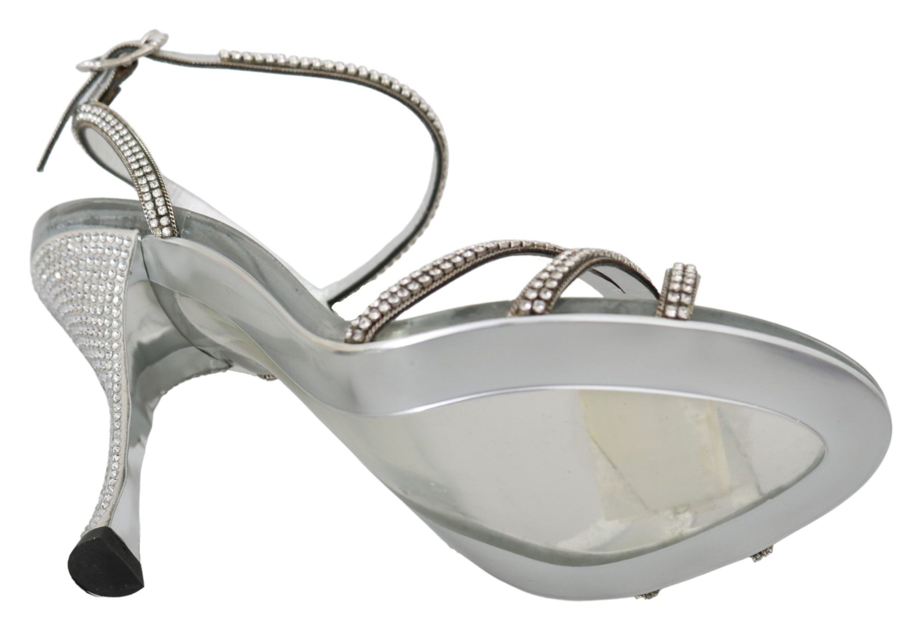 Dolce & Gabbana Silver Crystal Ankle Strap Sandals Shoes | Regal Royce