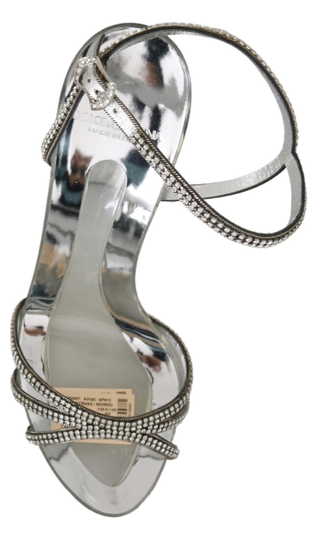 Dolce & Gabbana Silver Crystal Ankle Strap Sandals Shoes | Regal Royce