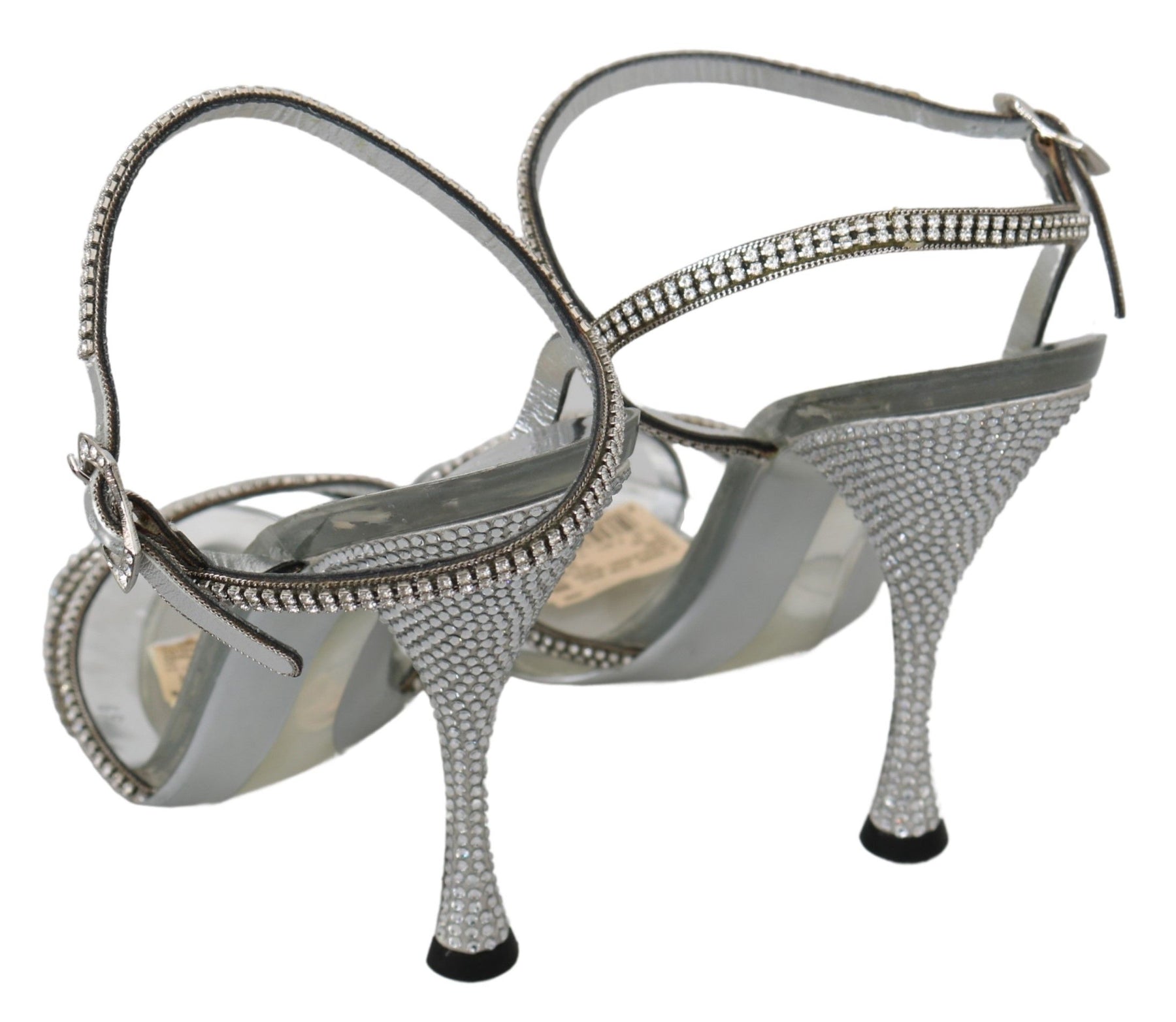 Dolce & Gabbana Silver Crystal Ankle Strap Sandals Shoes | Regal Royce