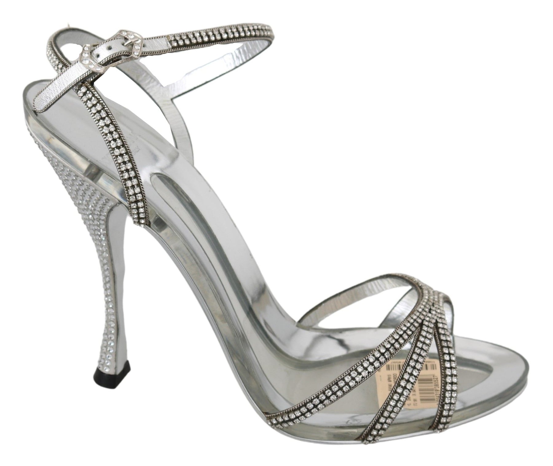 Dolce & Gabbana Silver Crystal Ankle Strap Sandals Shoes | Regal Royce
