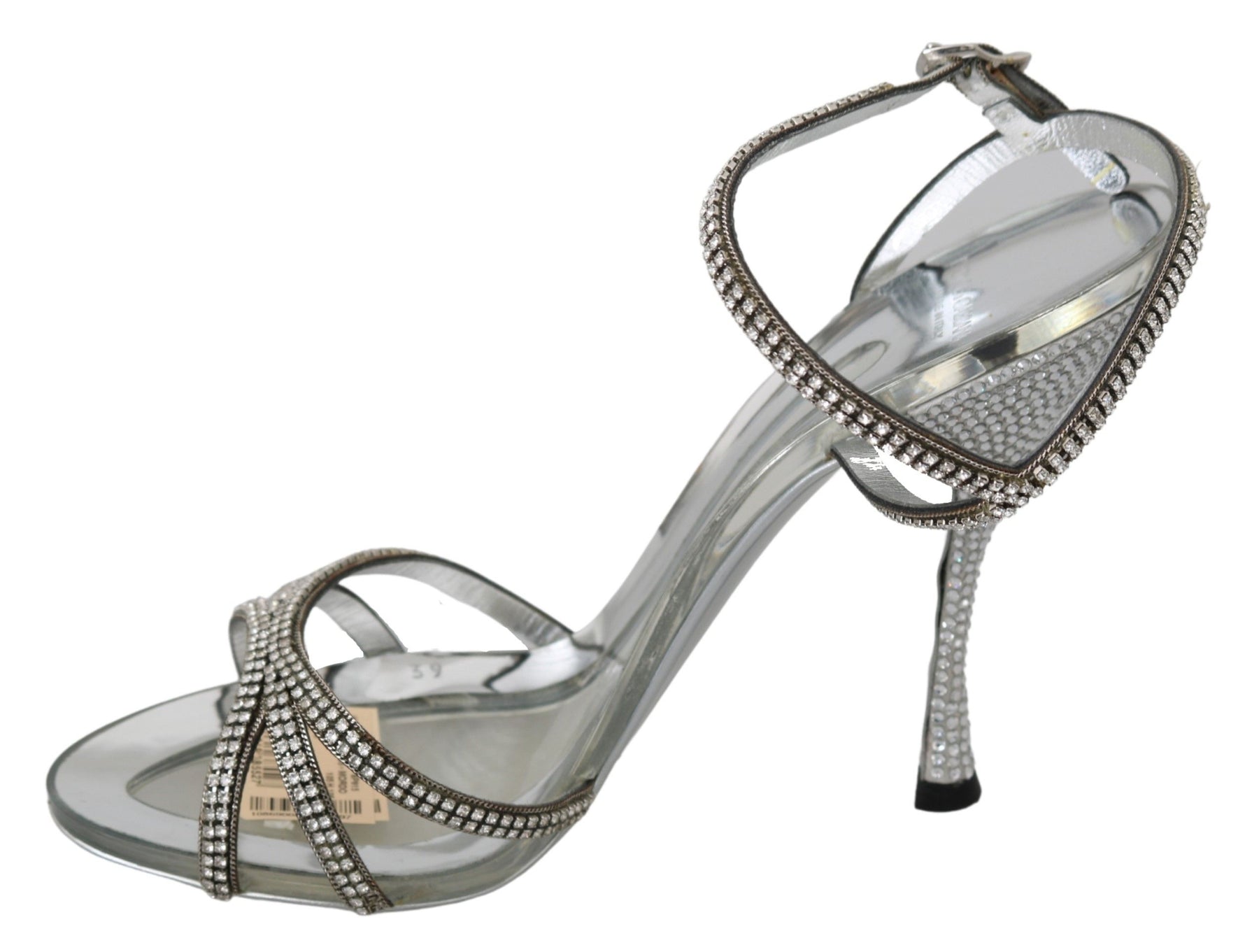Dolce & Gabbana Silver Crystal Ankle Strap Sandals Shoes | Regal Royce