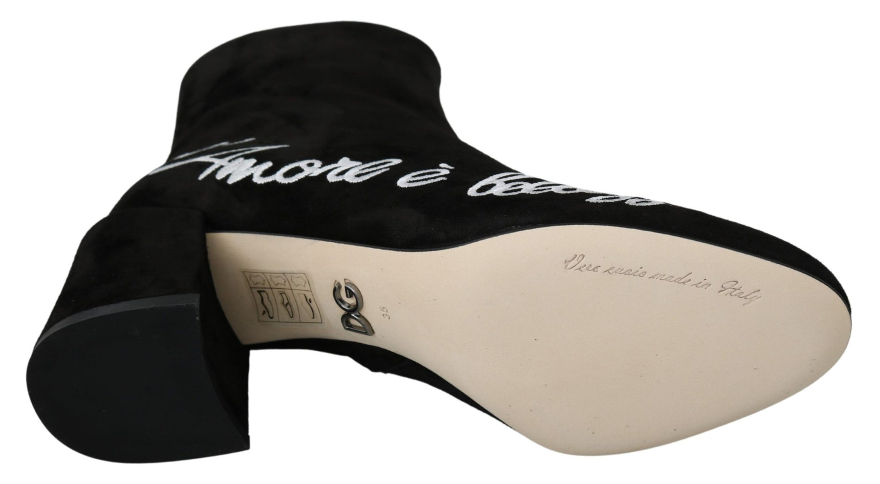 Dolce & Gabbana Black Suede L'Amore E'Bellezza Boots Shoes | Regal Royce