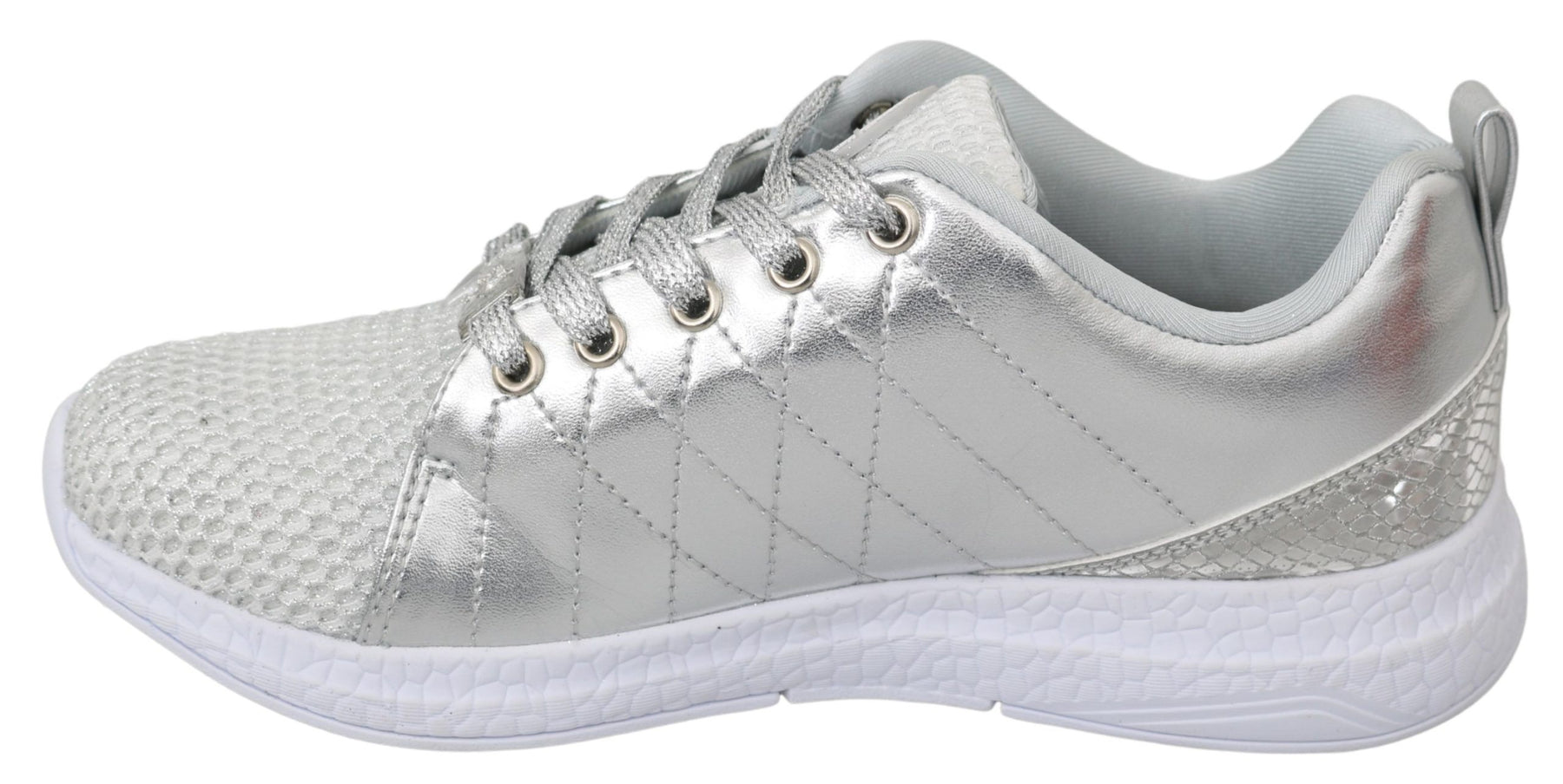 Philipp Plein Gisella Silver Polyester Sneakers Shoes | Regal Royce