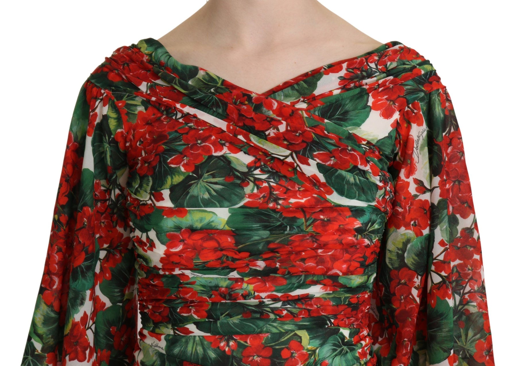 Dolce & Gabbana Red Floral Sheath Midi Silk Stretch Dress | Regal Royce