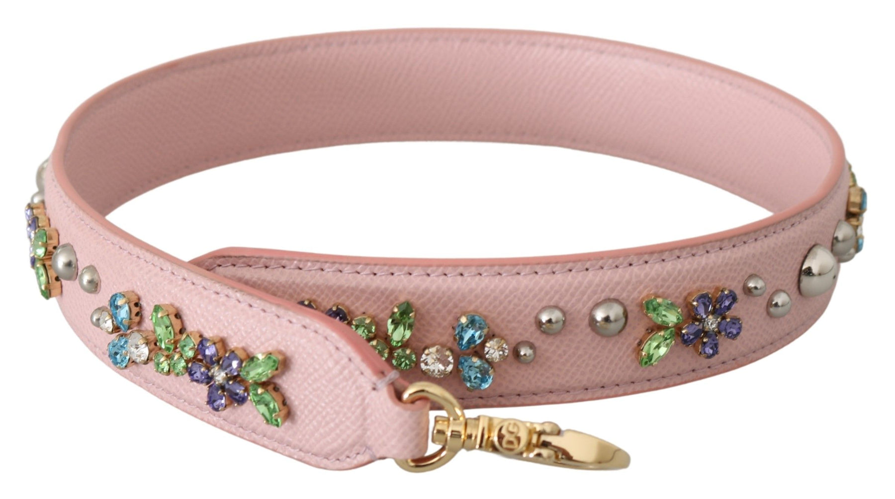 Dolce & Gabbana Pink Leather Crystal Stud Accessory Shoulder Strap | Regal Royce