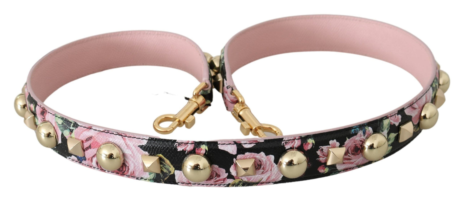 Dolce & Gabbana Pink Floral Leather Stud Accessory Shoulder Strap | Regal Royce