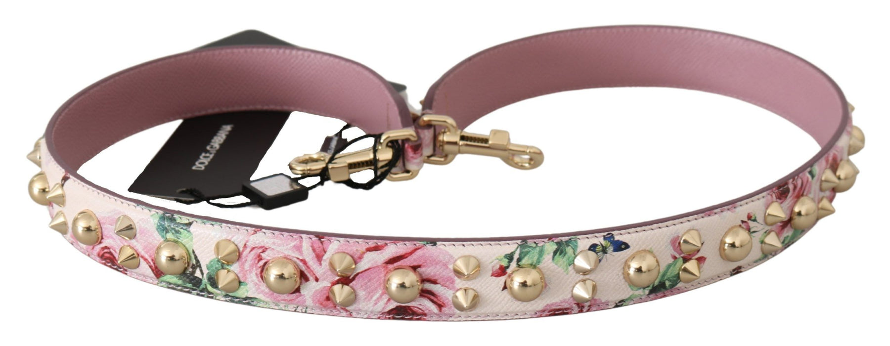 Dolce & Gabbana Pink Floral Leather Stud Accessory Shoulder Strap | Regal Royce