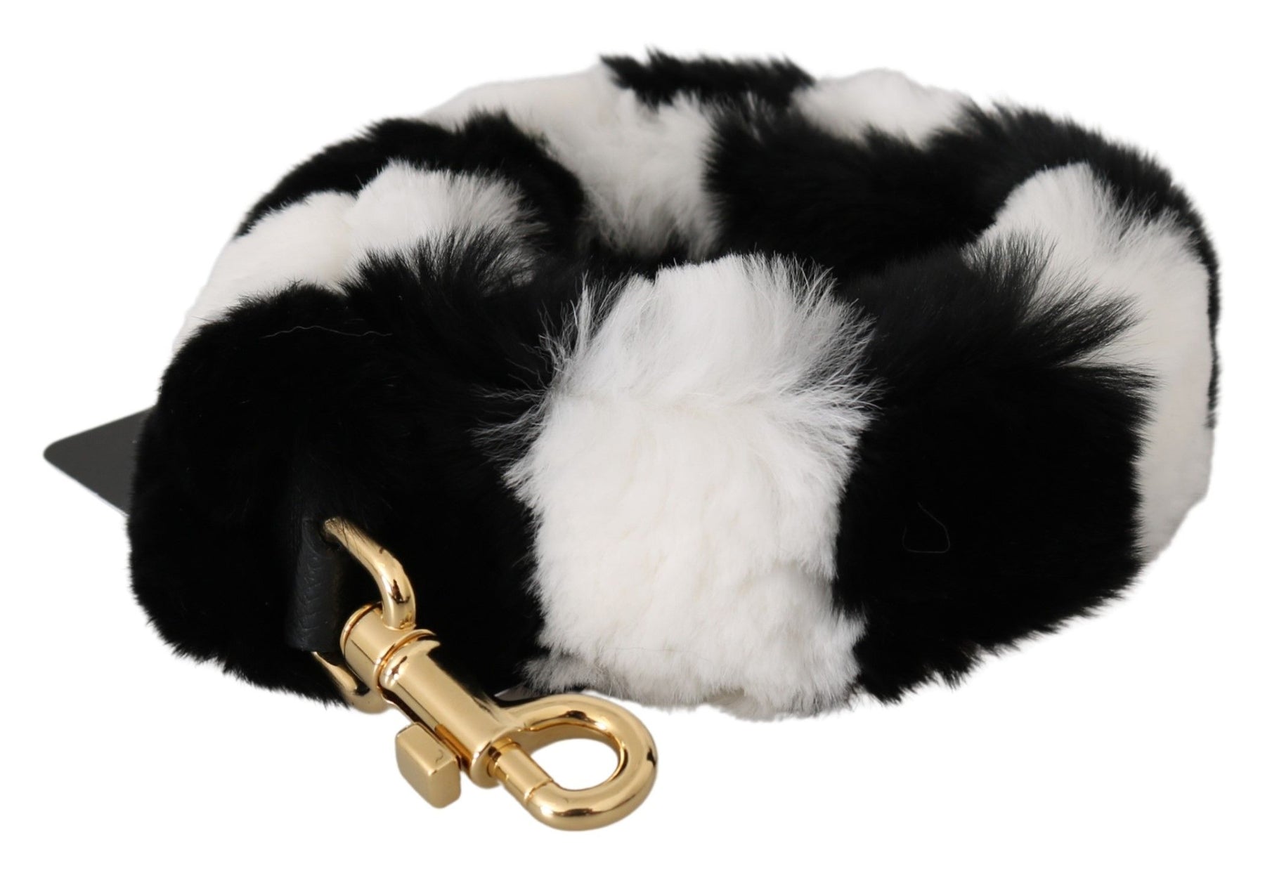 Dolce & Gabbana Black White Lapin Fur Accessory Shoulder Strap | Regal Royce