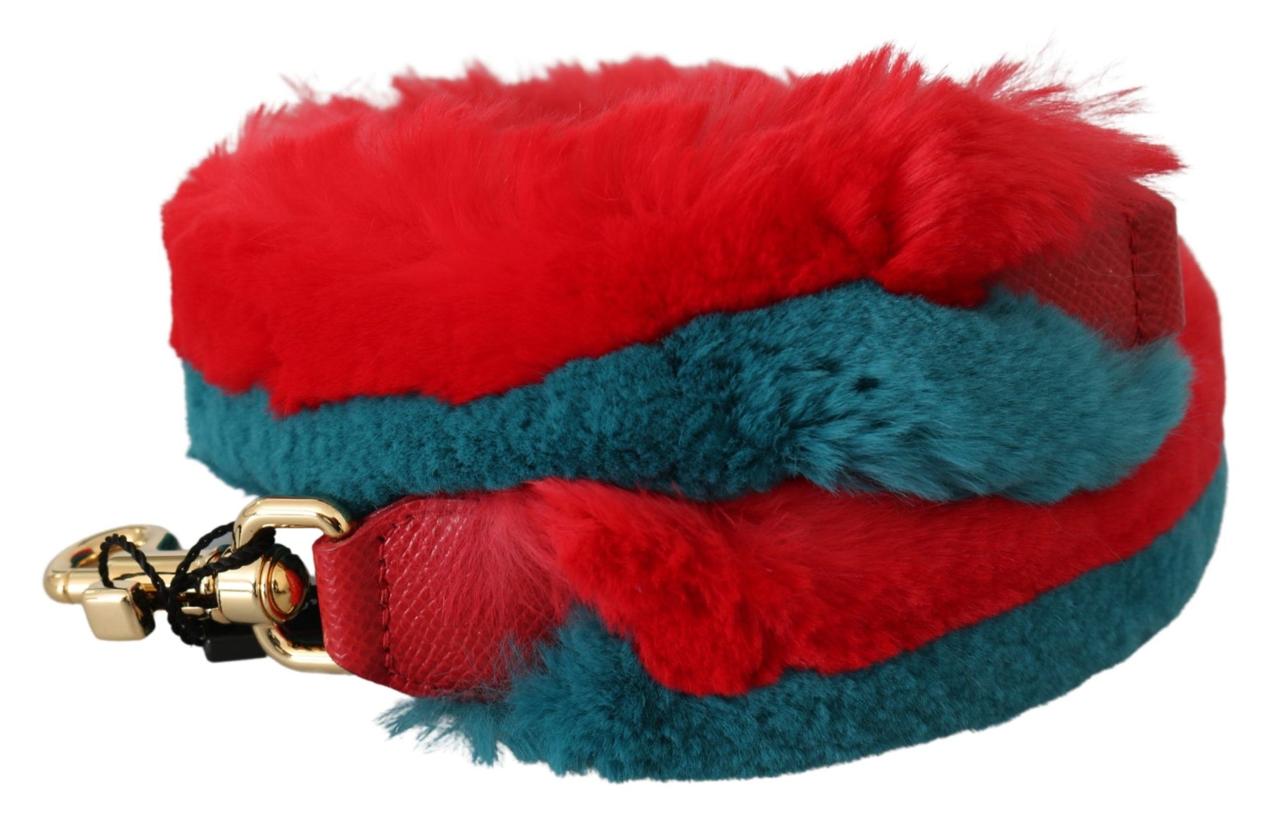 Dolce & Gabbana Red Blue Rabbit Fur Leather Shoulder Strap | Regal Royce