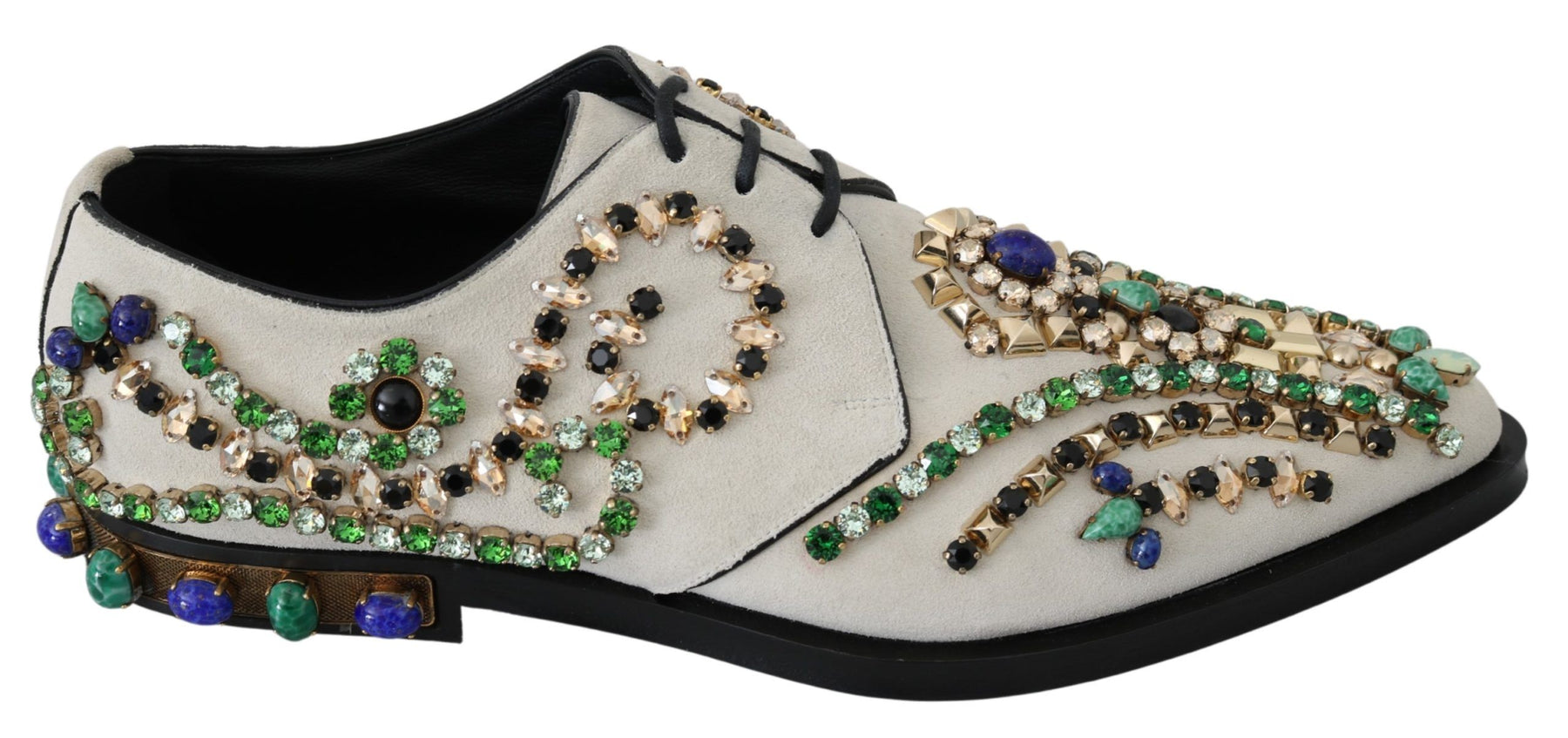 Dolce & Gabbana White Suede Crystal Dress Broque Shoes | Regal Royce