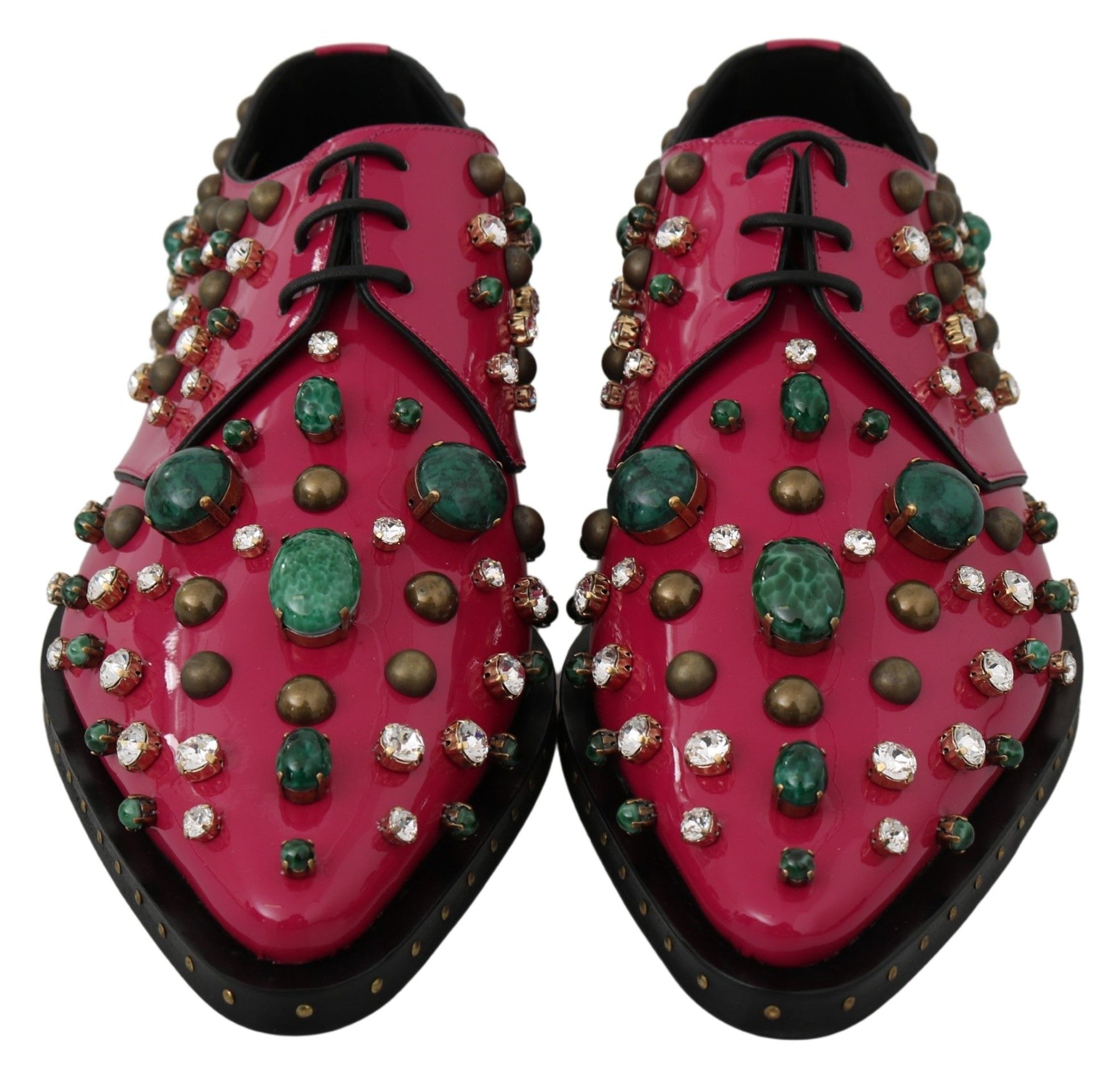 Dolce & Gabbana Pink Leather Crystals Dress Broque Shoes | Regal Royce