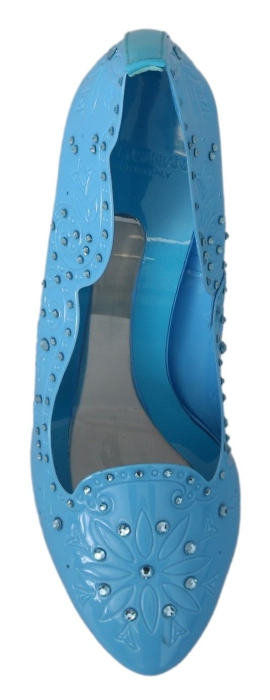 Dolce & Gabbana Blue Crystal Floral CINDERELLA Heels Shoes | Regal Royce