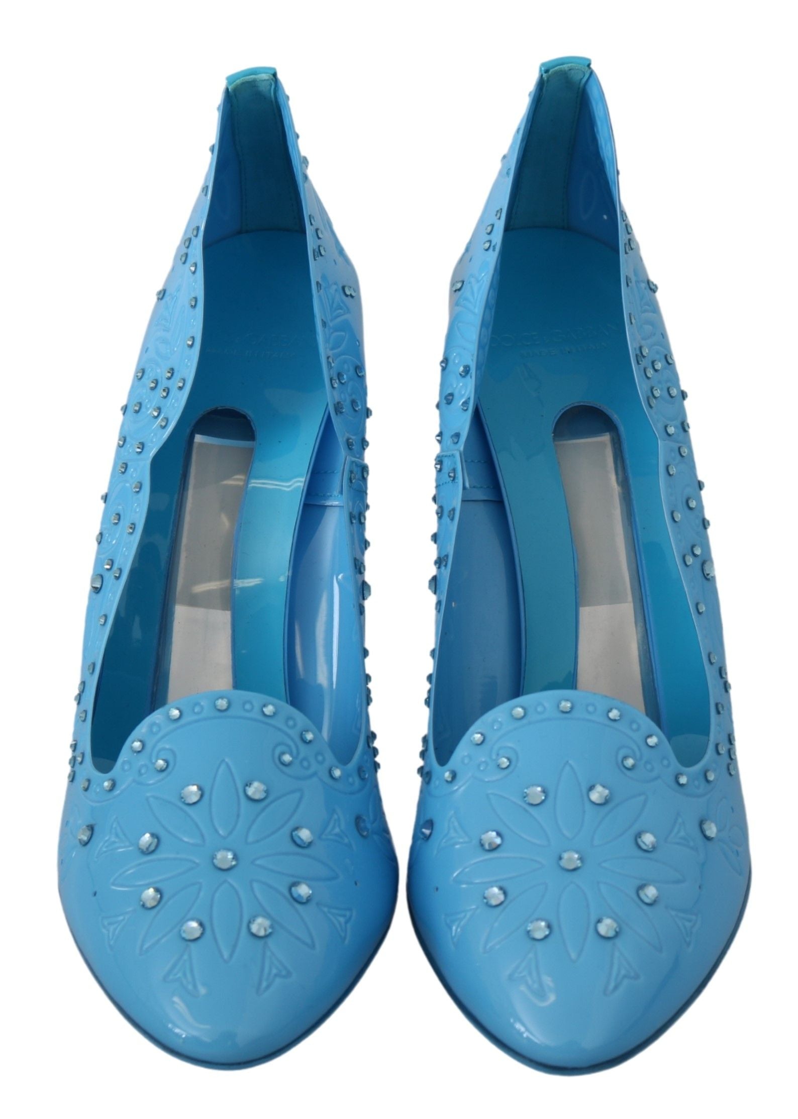 Dolce & Gabbana Blue Crystal Floral CINDERELLA Heels Shoes | Regal Royce