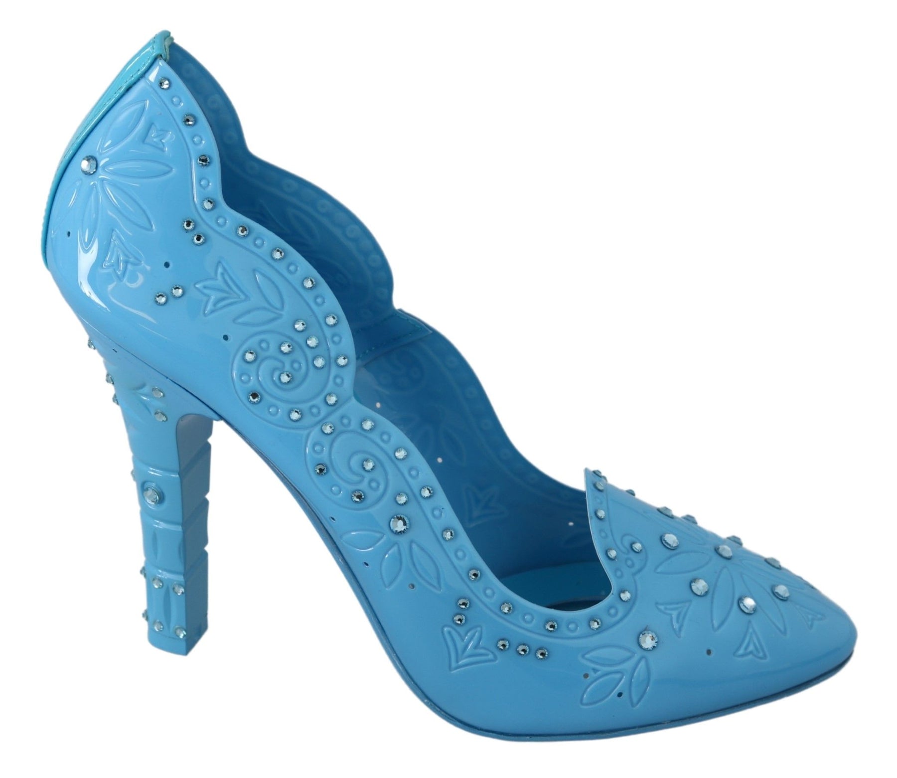 Dolce & Gabbana Blue Crystal Floral CINDERELLA Heels Shoes | Regal Royce