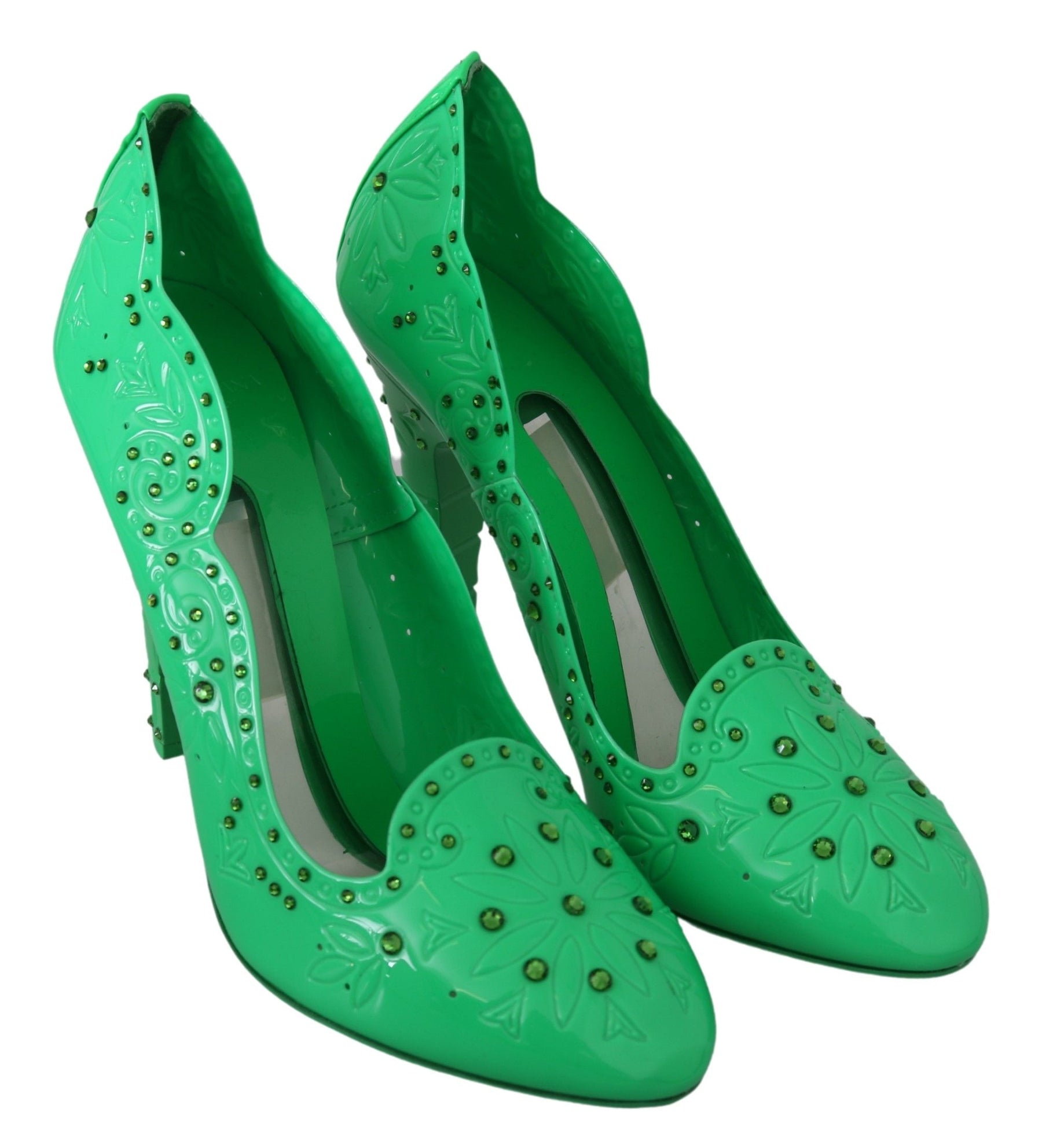Dolce & Gabbana Green Crystal Floral Heels CINDERELLA Shoes | Regal Royce