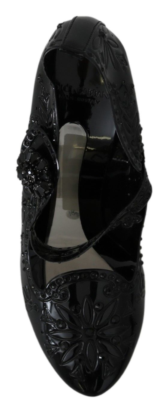 Dolce & Gabbana Black Floral Crystal CINDERELLA Heels Shoes | Regal Royce