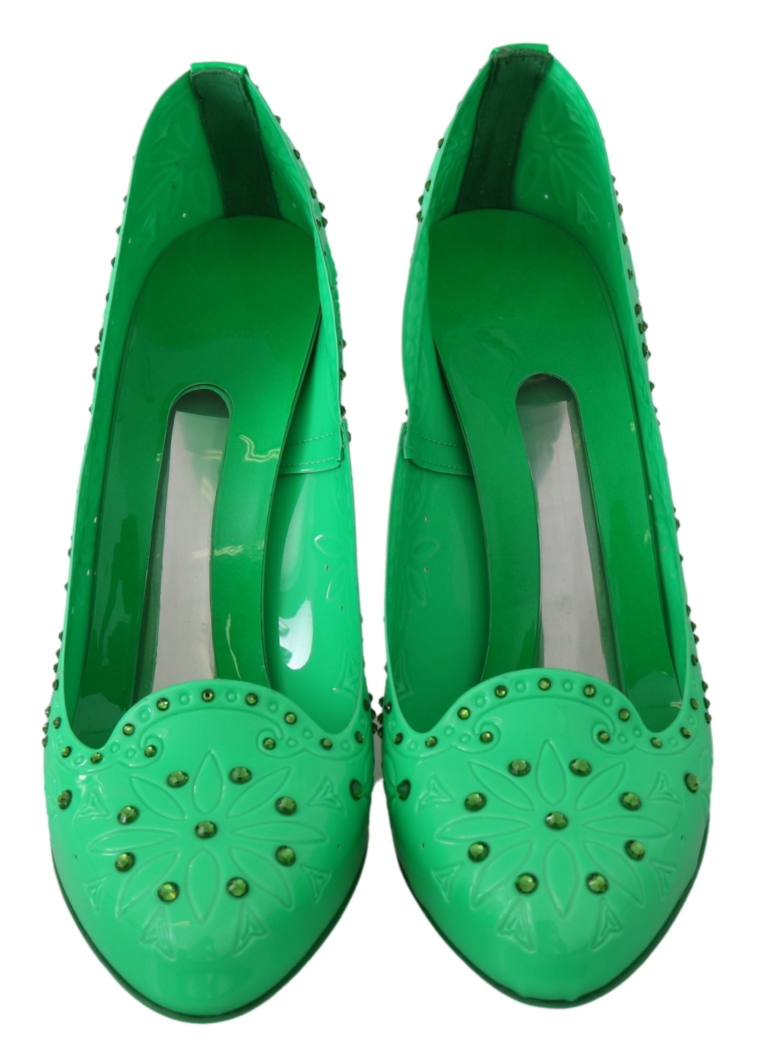 Dolce & Gabbana Green Crystal Floral CINDERELLA Heels Shoes | Regal Royce