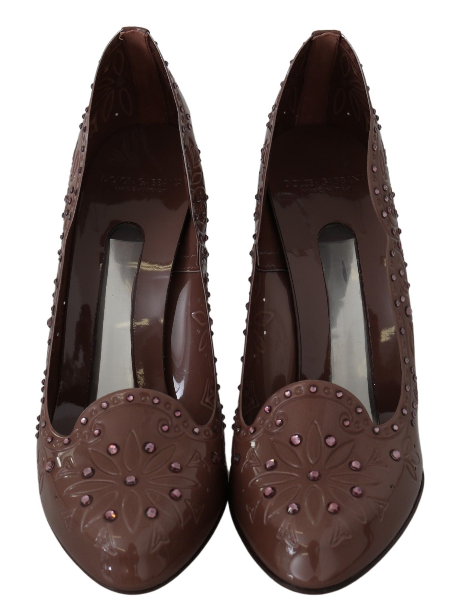 Dolce & Gabbana Brown Floral Crystal Heels CINDERELLA Shoes | Regal Royce