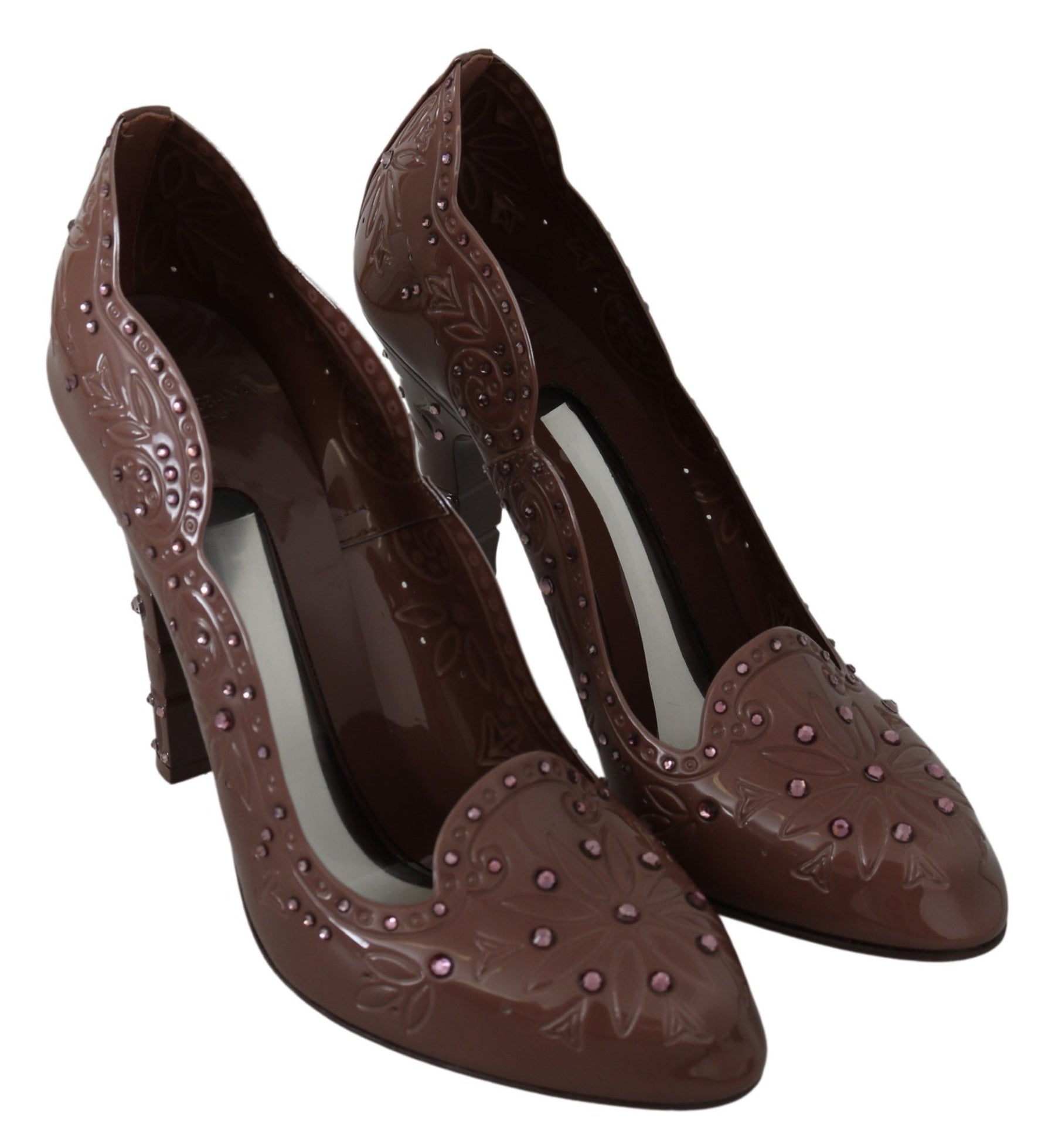 Dolce & Gabbana Brown Floral Crystal Heels CINDERELLA Shoes | Regal Royce