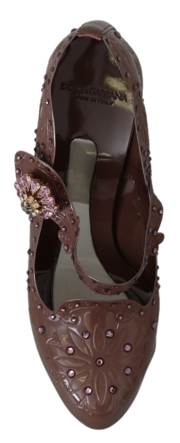 Dolce & Gabbana Brown Floral Crystal CINDERELLA Heels Shoes | Regal Royce