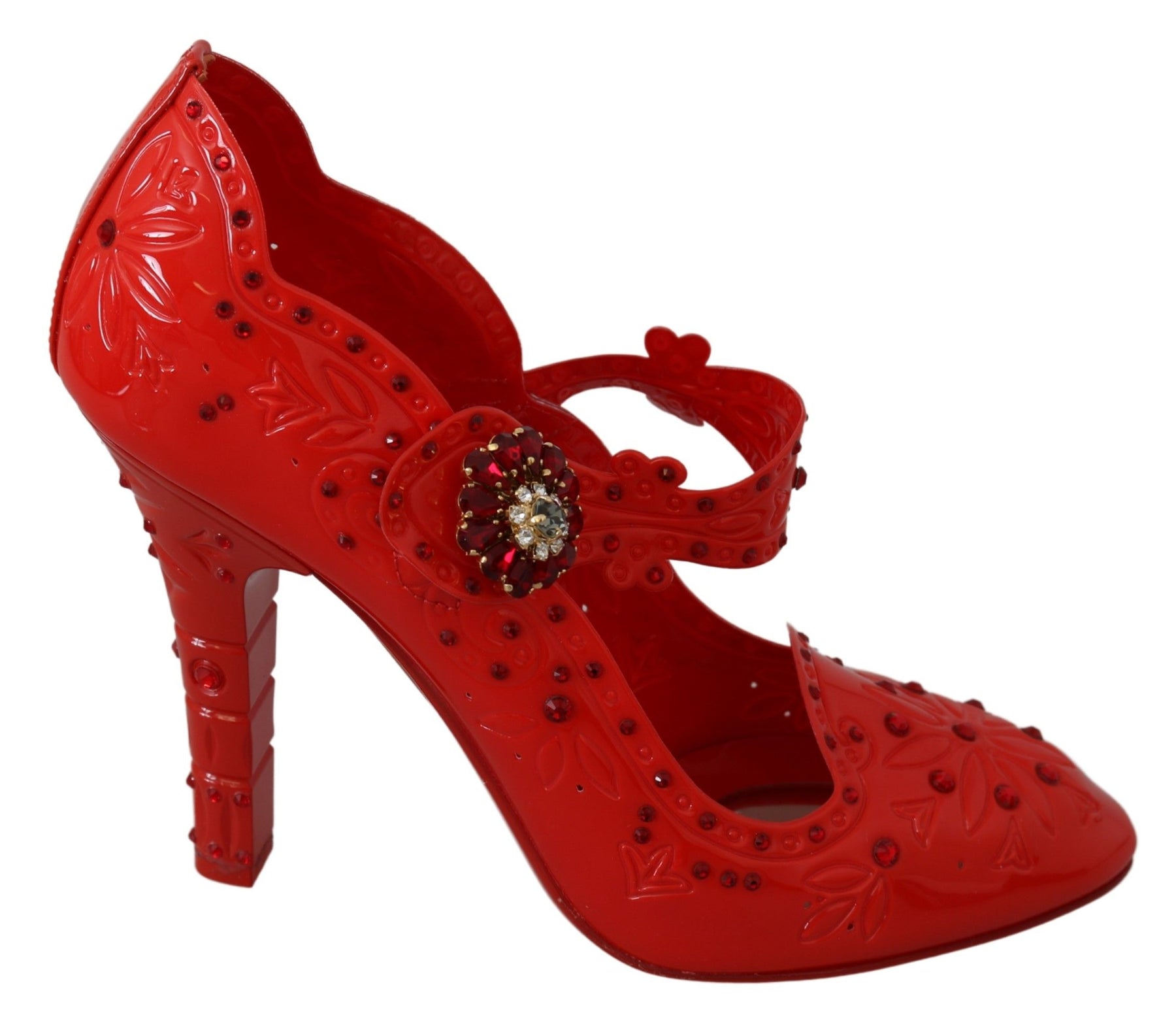 Dolce & Gabbana Red Floral Crystal CINDERELLA Heels Shoes | Regal Royce