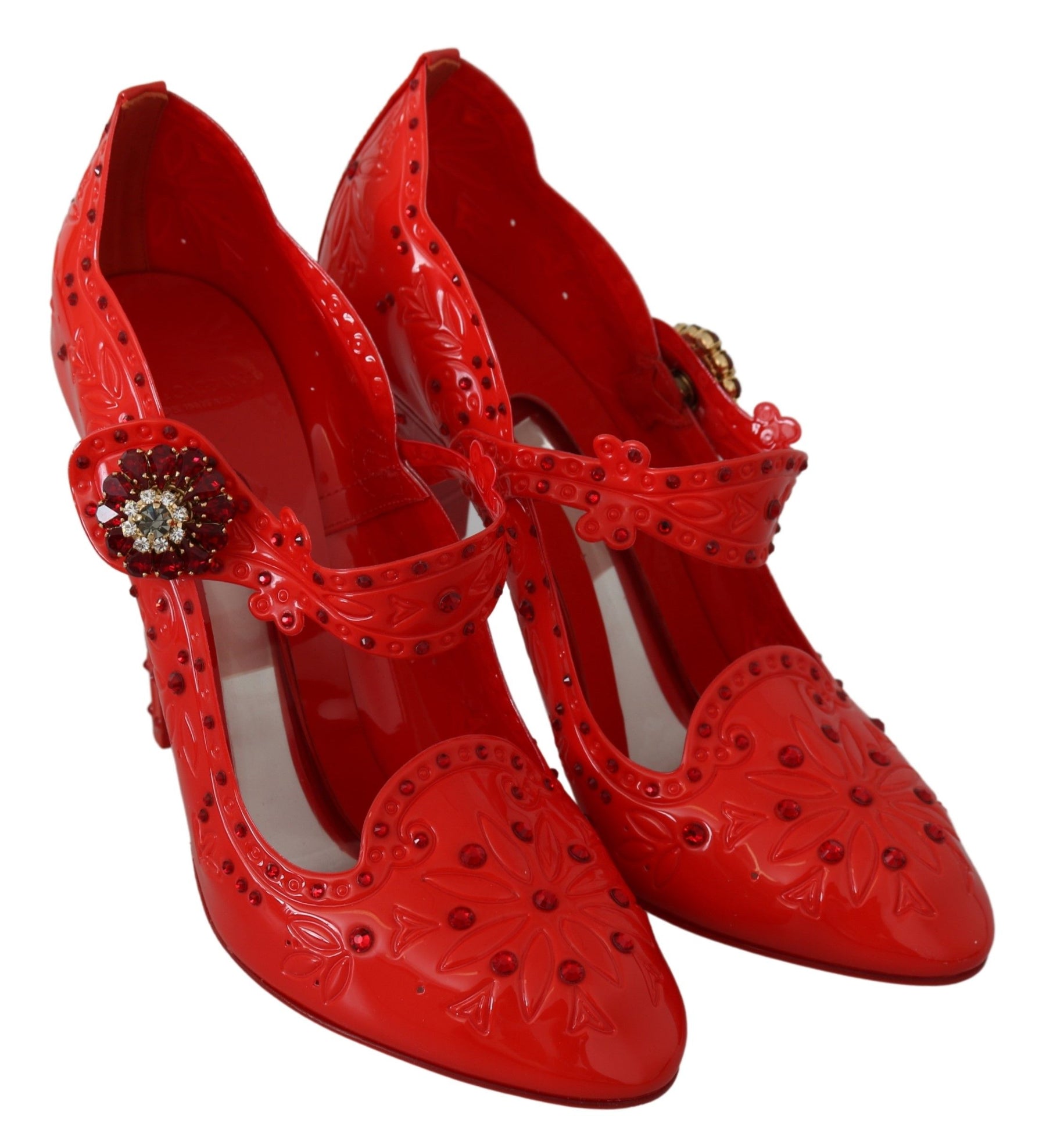 Dolce & Gabbana Red Floral Crystal CINDERELLA Heels Shoes | Regal Royce