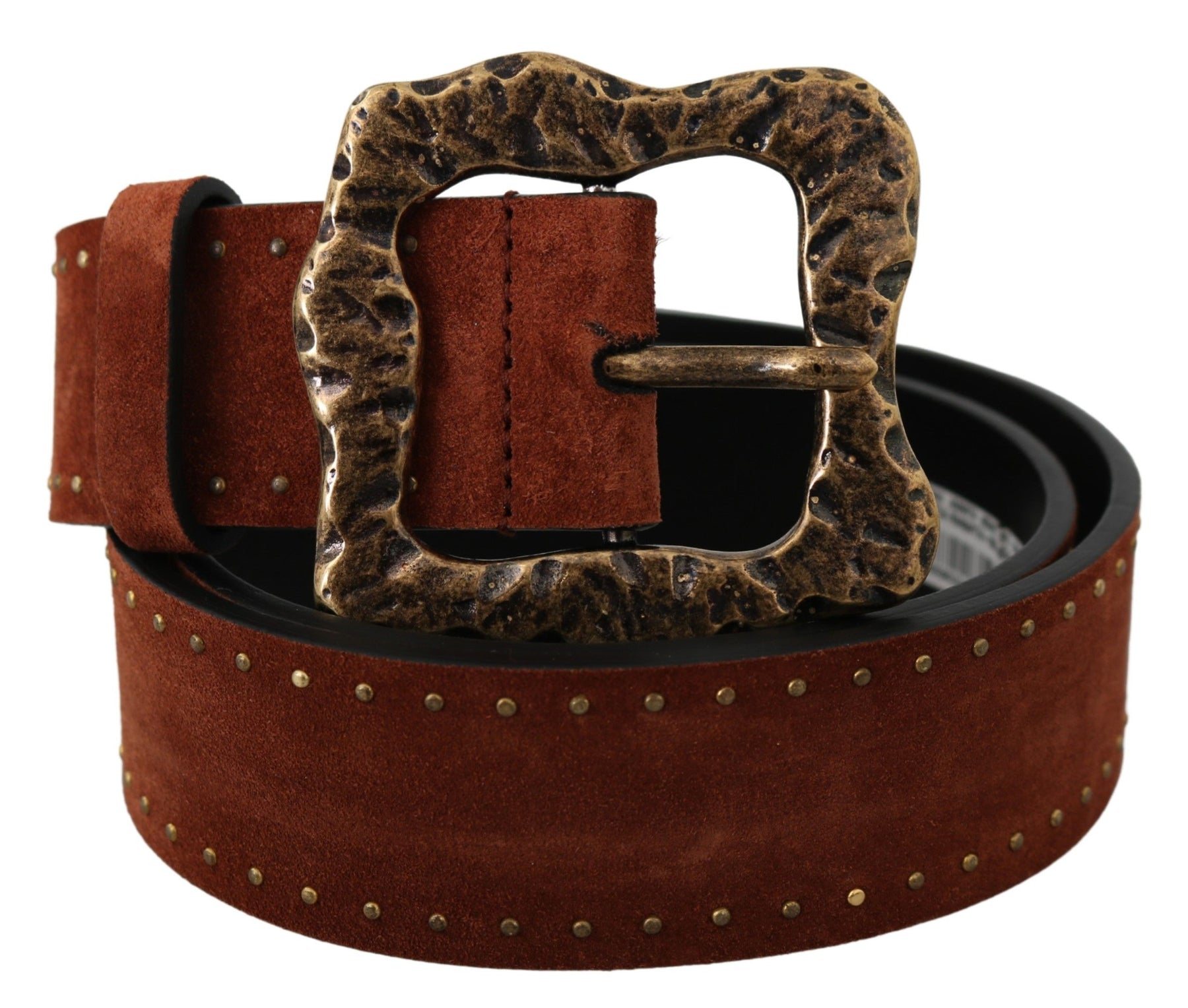 Dolce & Gabbana Brown Suede Leather Studded Baroque Belt | Regal Royce