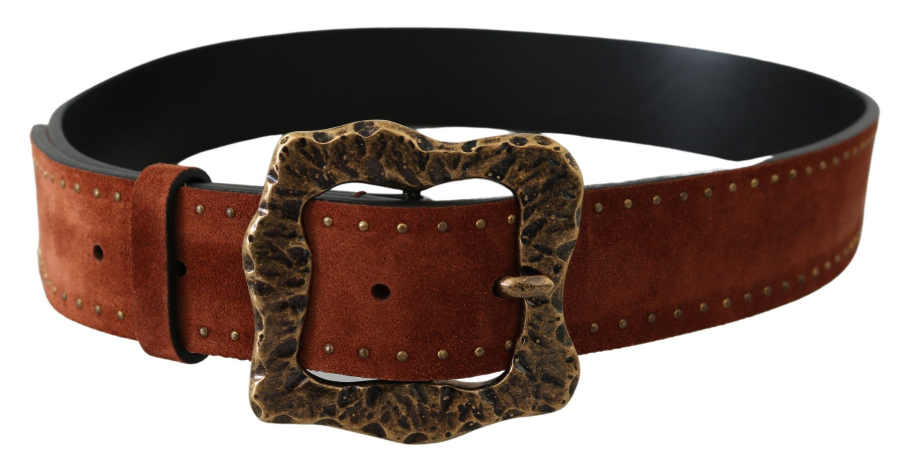 Dolce & Gabbana Brown Suede Leather Studded Baroque Belt | Regal Royce