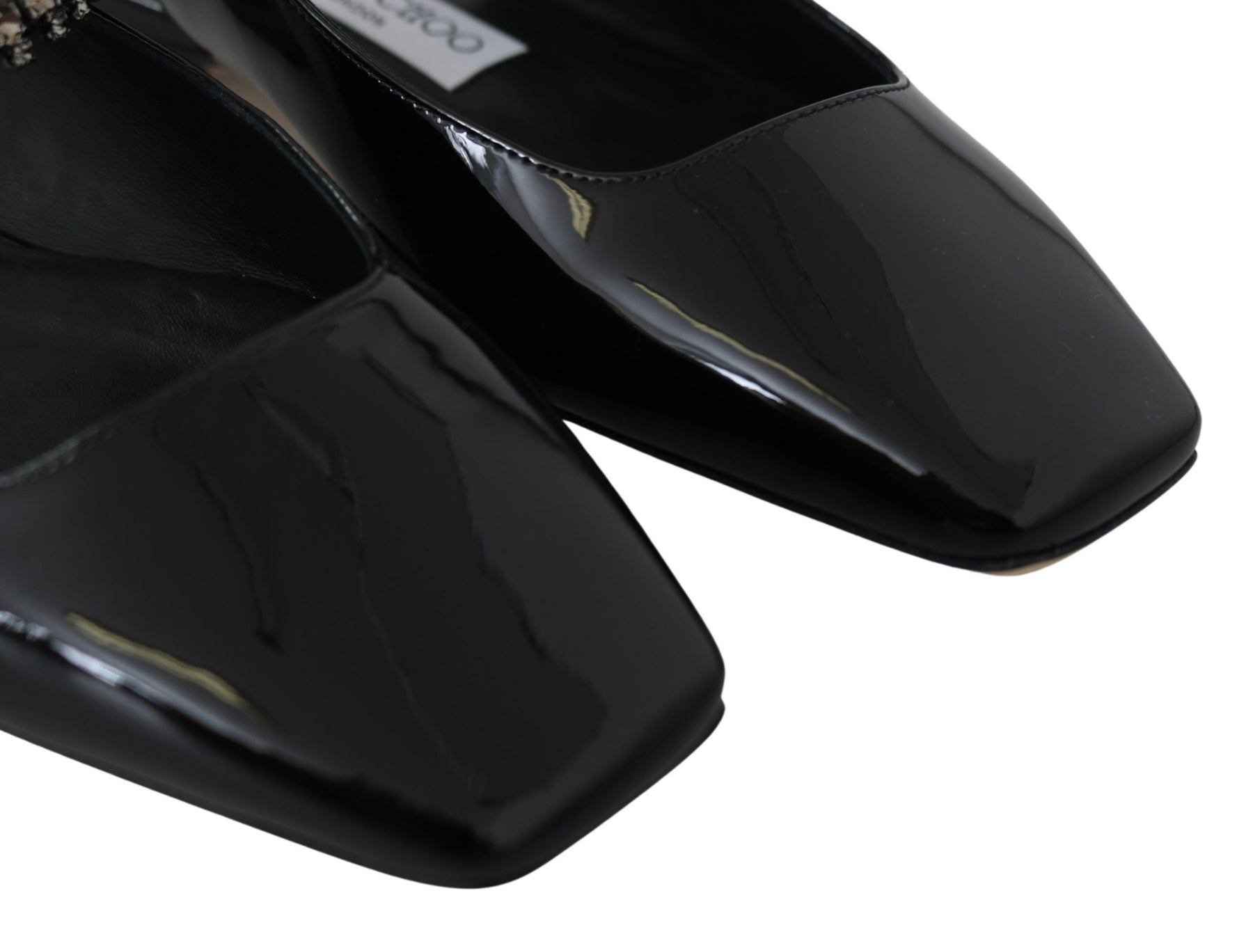 Jimmy Choo Black Patent Leather Mahdis Flat Shoes | Regal Royce