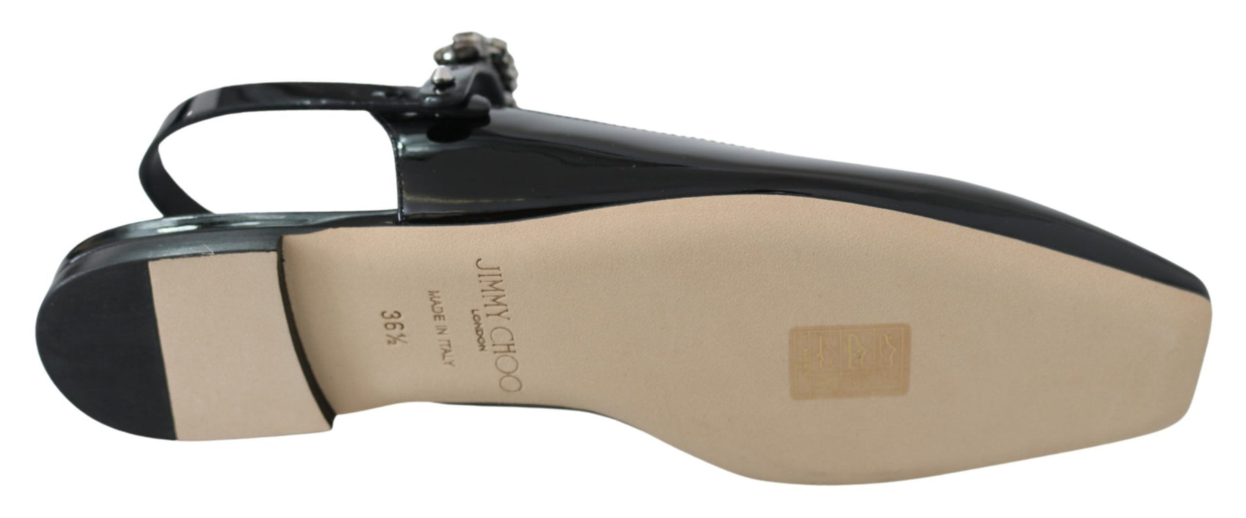 Jimmy Choo Black Patent Leather Mahdis Flat Shoes | Regal Royce