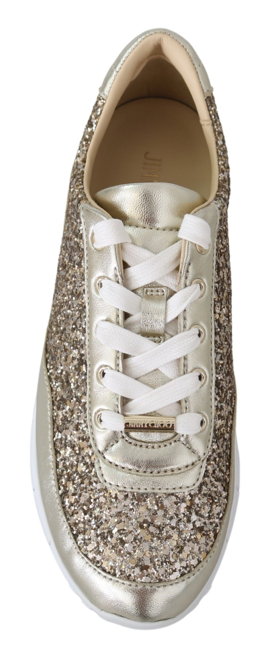 Jimmy Choo Gold Leather Antique Monza Sneakers | Regal Royce