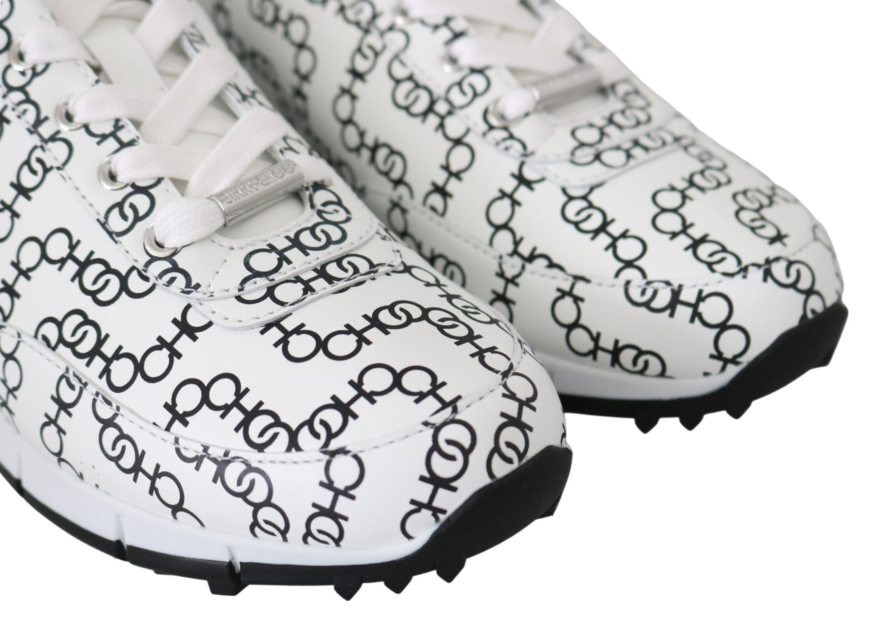 Jimmy Choo White and Black Leather Monza Sneakers | Regal Royce