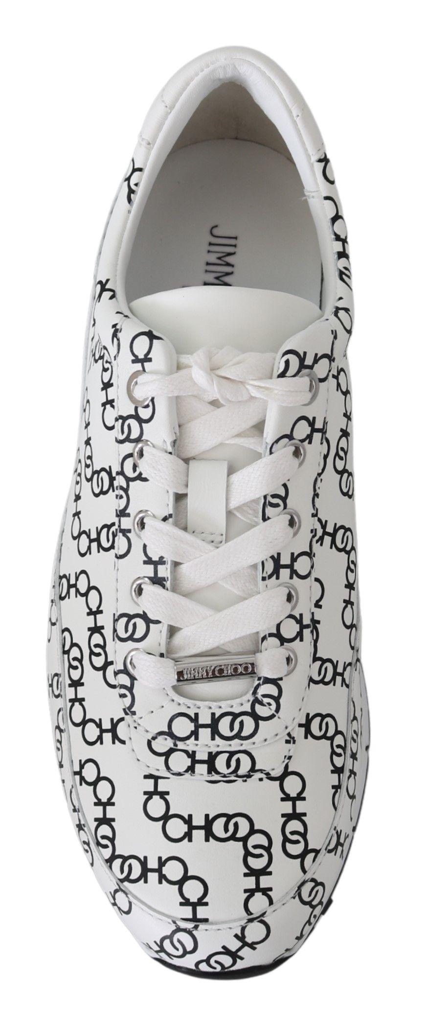 Jimmy Choo White and Black Leather Monza Sneakers | Regal Royce