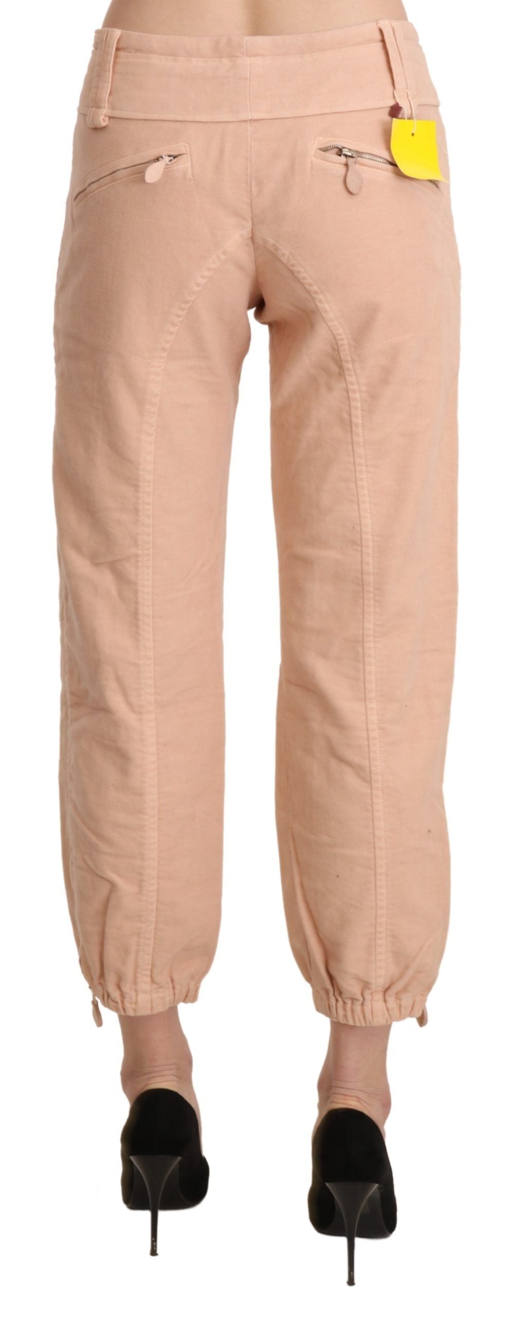 Ermanno Scervino Beige Mid Waist Cropped Cotton Trouser Pants | Regal Royce