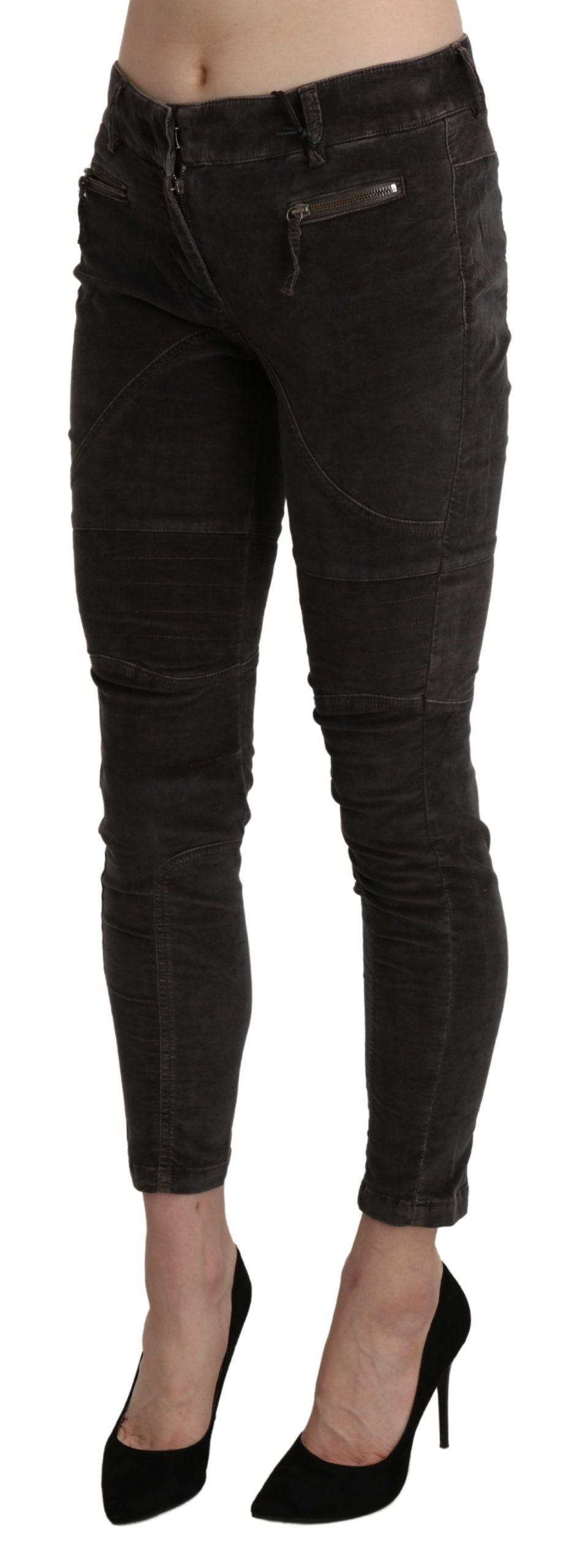 Ermanno Scervino Brown Velvet Capri Cropped Cotton Pants | Regal Royce