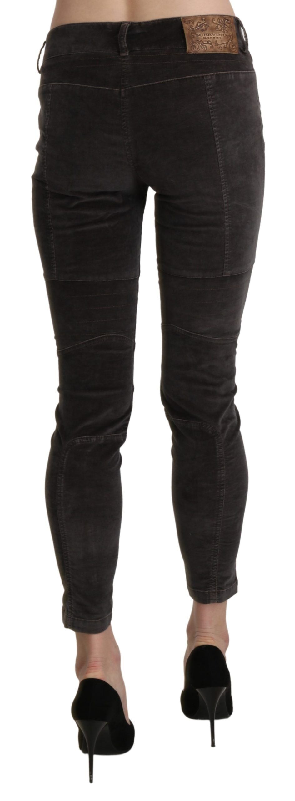 Ermanno Scervino Brown Velvet Capri Cropped Cotton Pants | Regal Royce