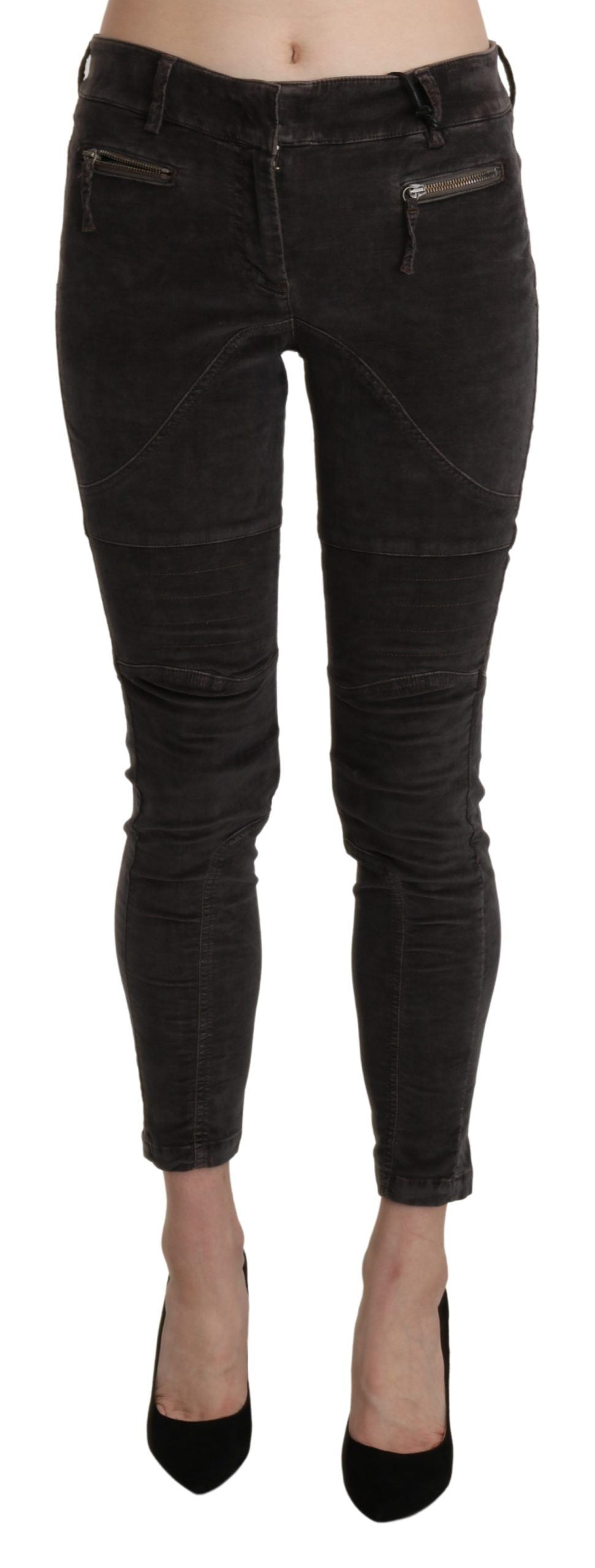 Ermanno Scervino Brown Velvet Capri Cropped Cotton Pants | Regal Royce