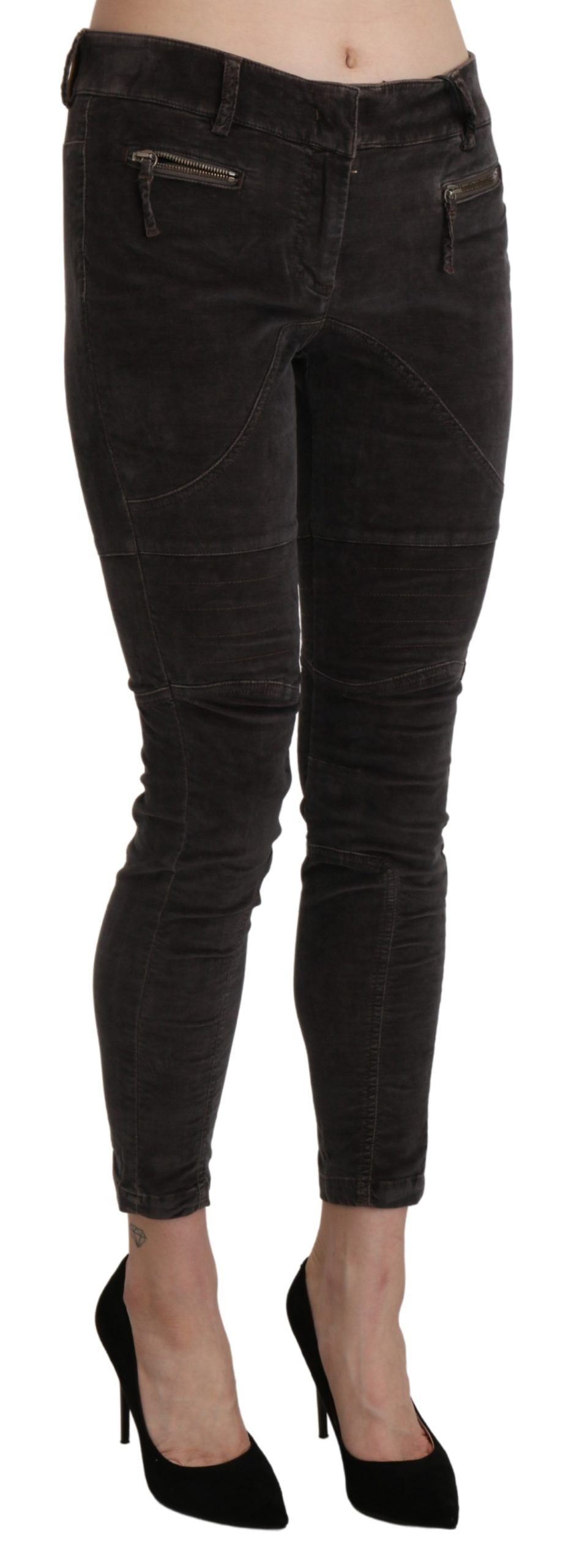 Ermanno Scervino Brown Velvet Capri Cropped Cotton Pants | Regal Royce