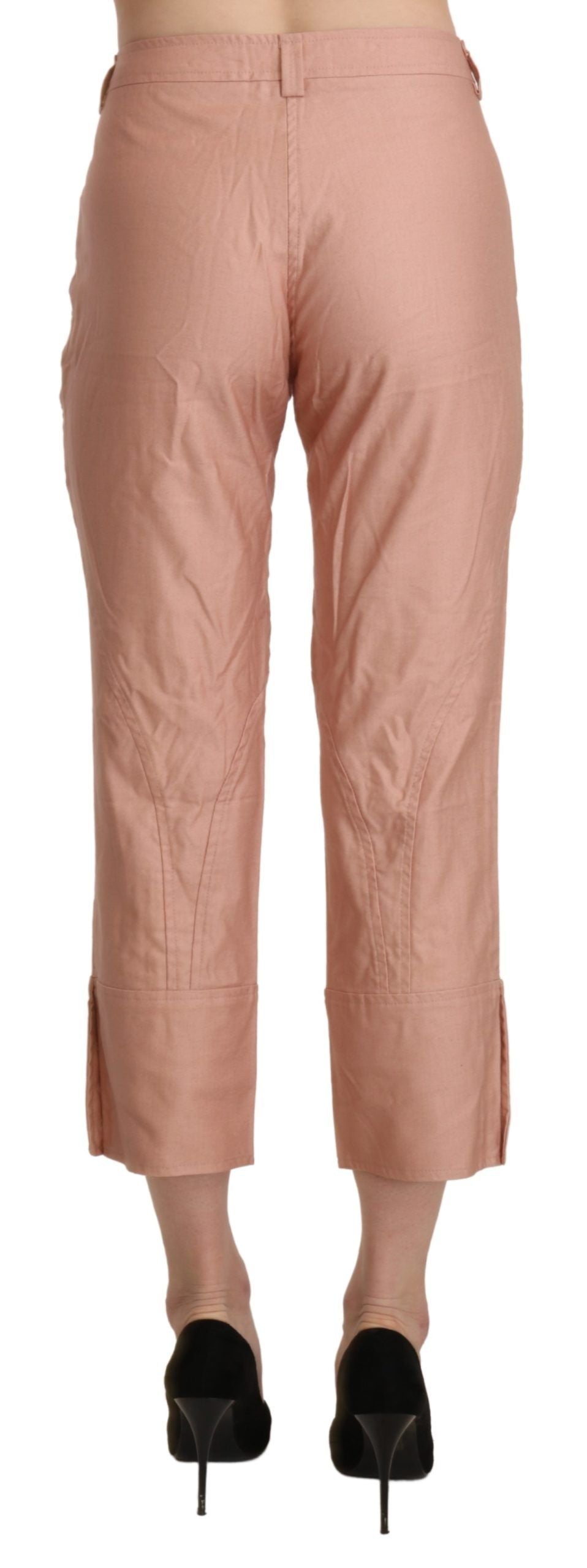 Ermanno Scervino Cotton Pink High Waist Cropped Trouser Pants | Regal Royce