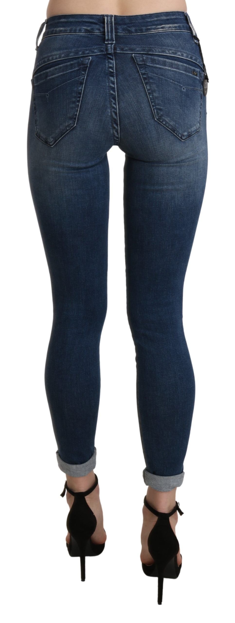 Ermanno Scervino Blue Washed High Waist Skinny Cropped Cotton Jeans | Regal Royce