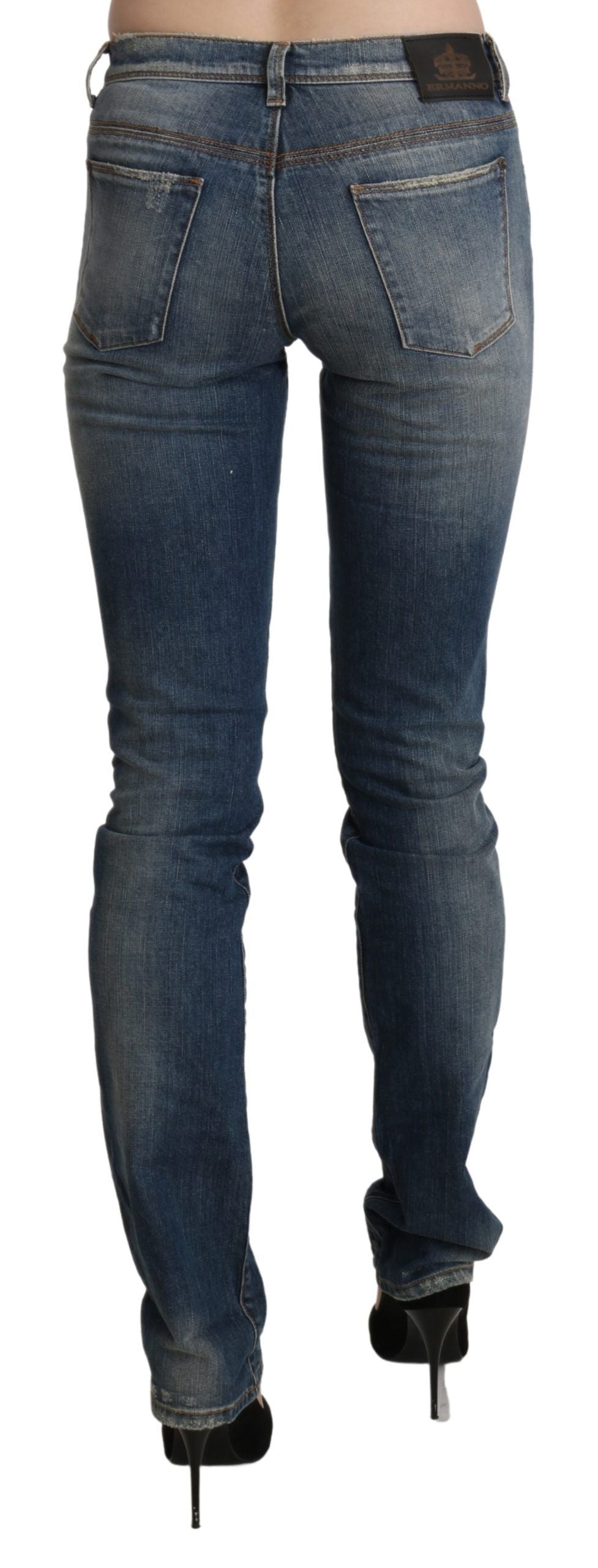 Ermanno Scervino Blue Washed Mid Waist Skinny Denim Jeans | Regal Royce