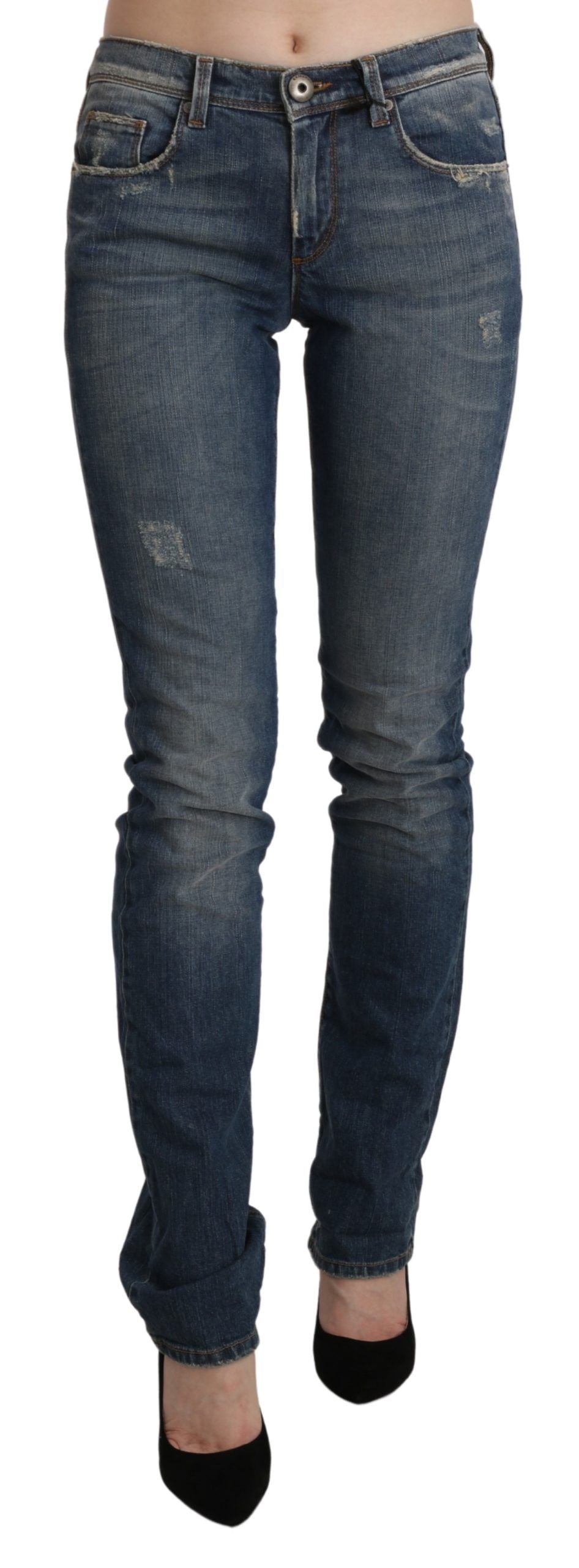 Ermanno Scervino Blue Washed Mid Waist Skinny Denim Jeans | Regal Royce