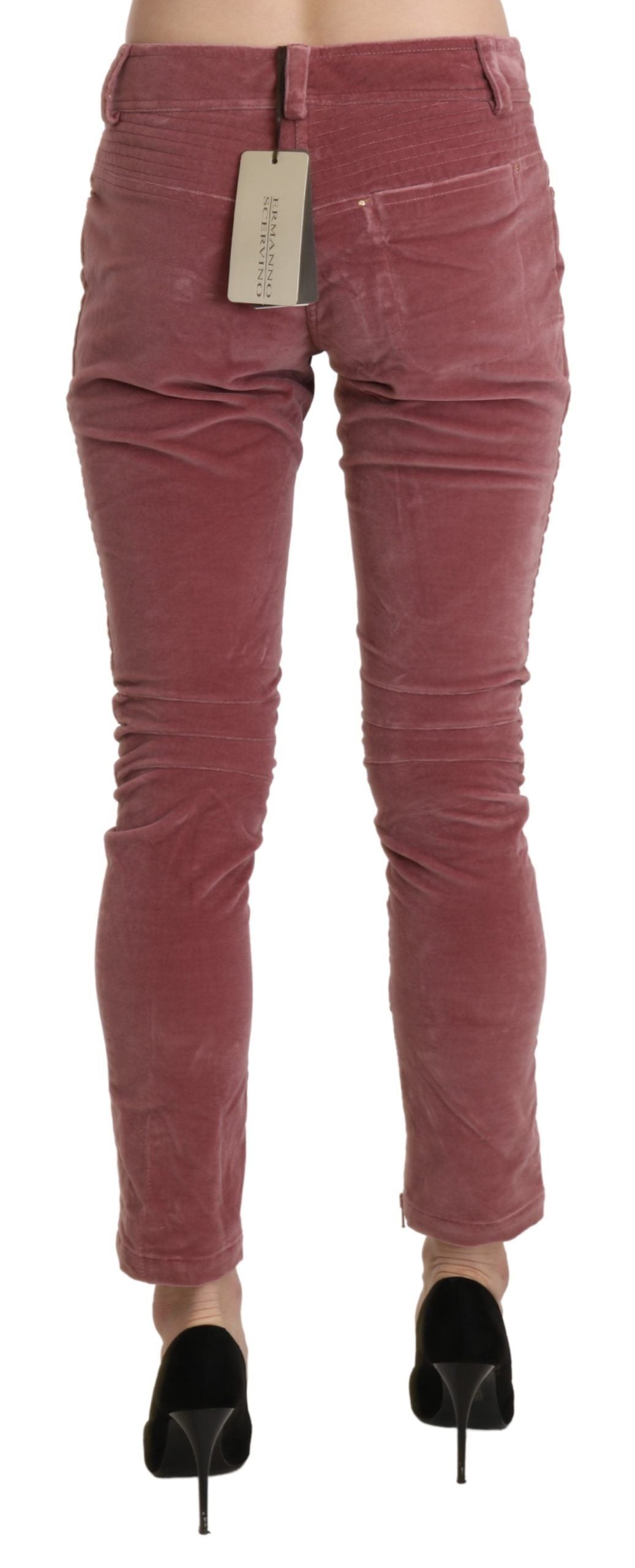 Ermanno Scervino Red Mid Waist Skinny Cotton Pants | Regal Royce