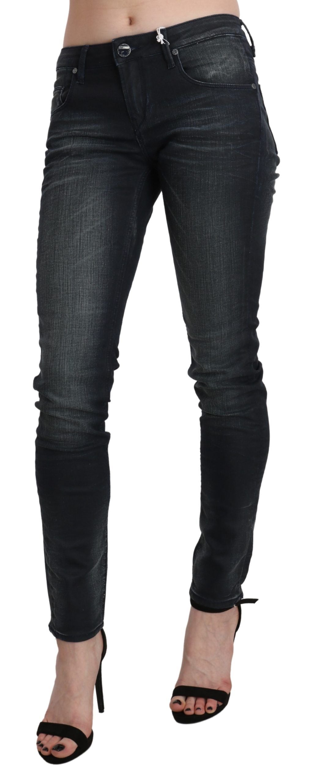Acht Black Washed Low Waist Skinny Denim Trouser | Regal Royce